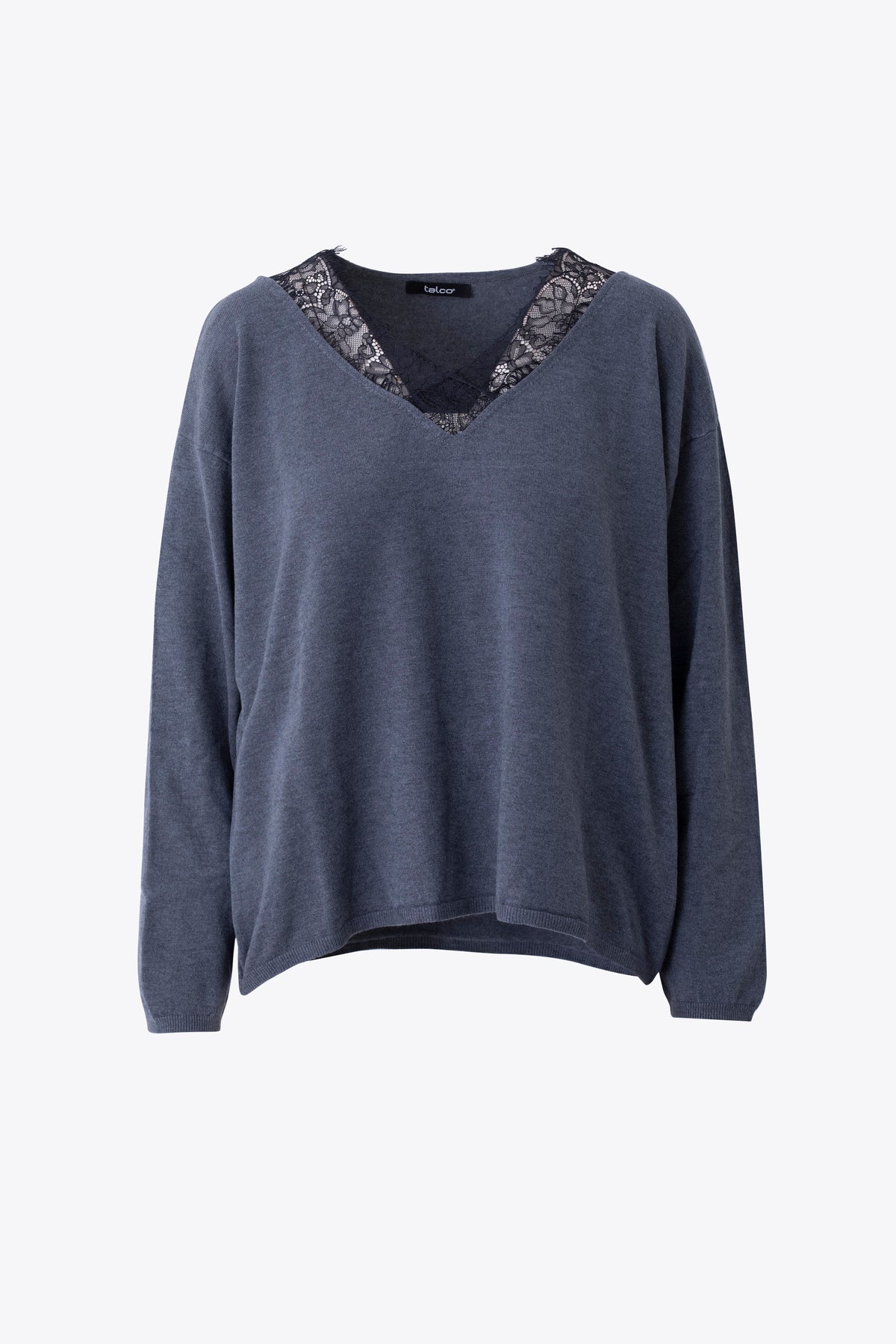 Pullover in viscosa con scollo in pizzo chantilly - FW27