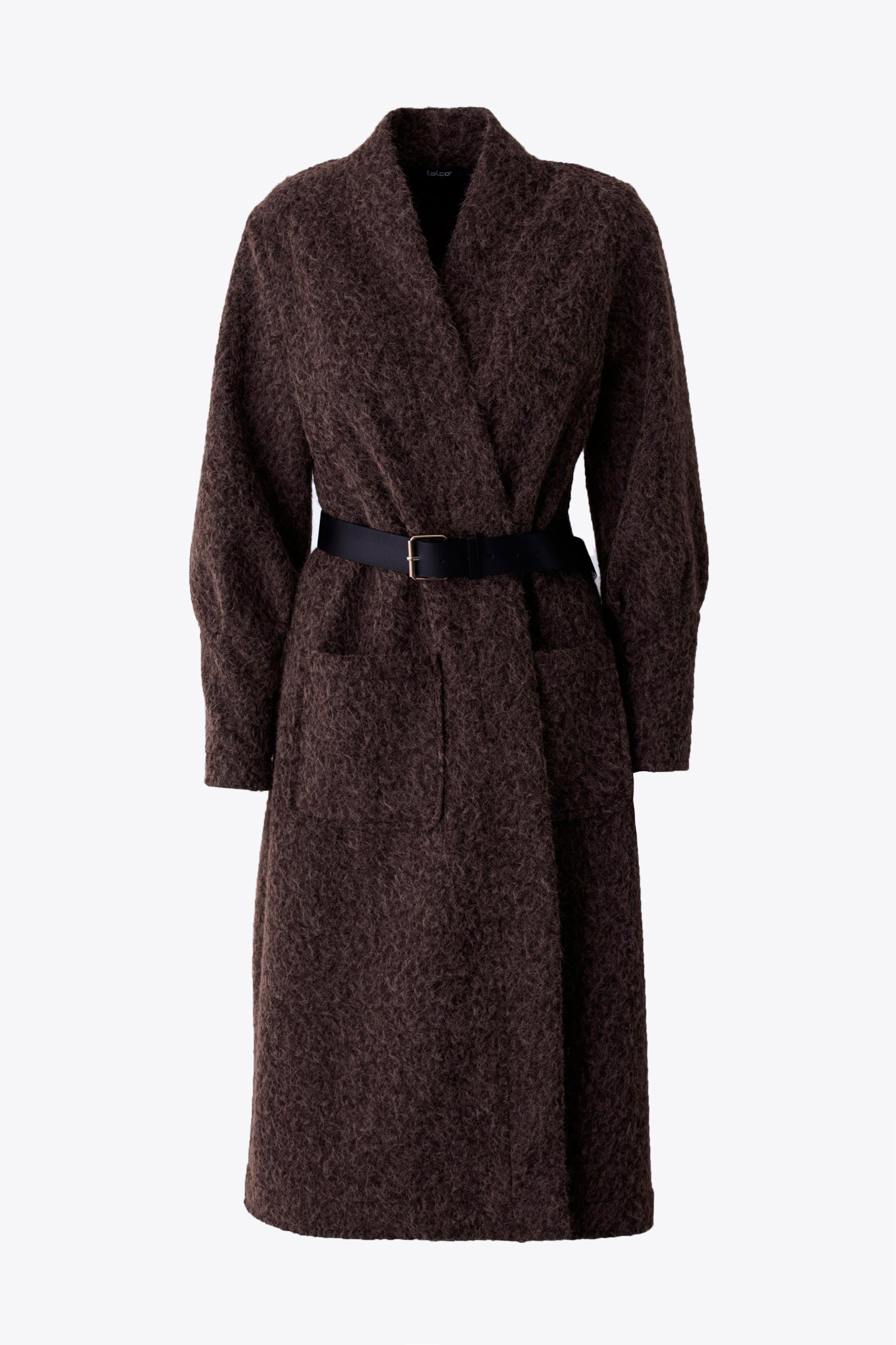 Cappotto lungo in tessuto effetto lana cotta - FW26