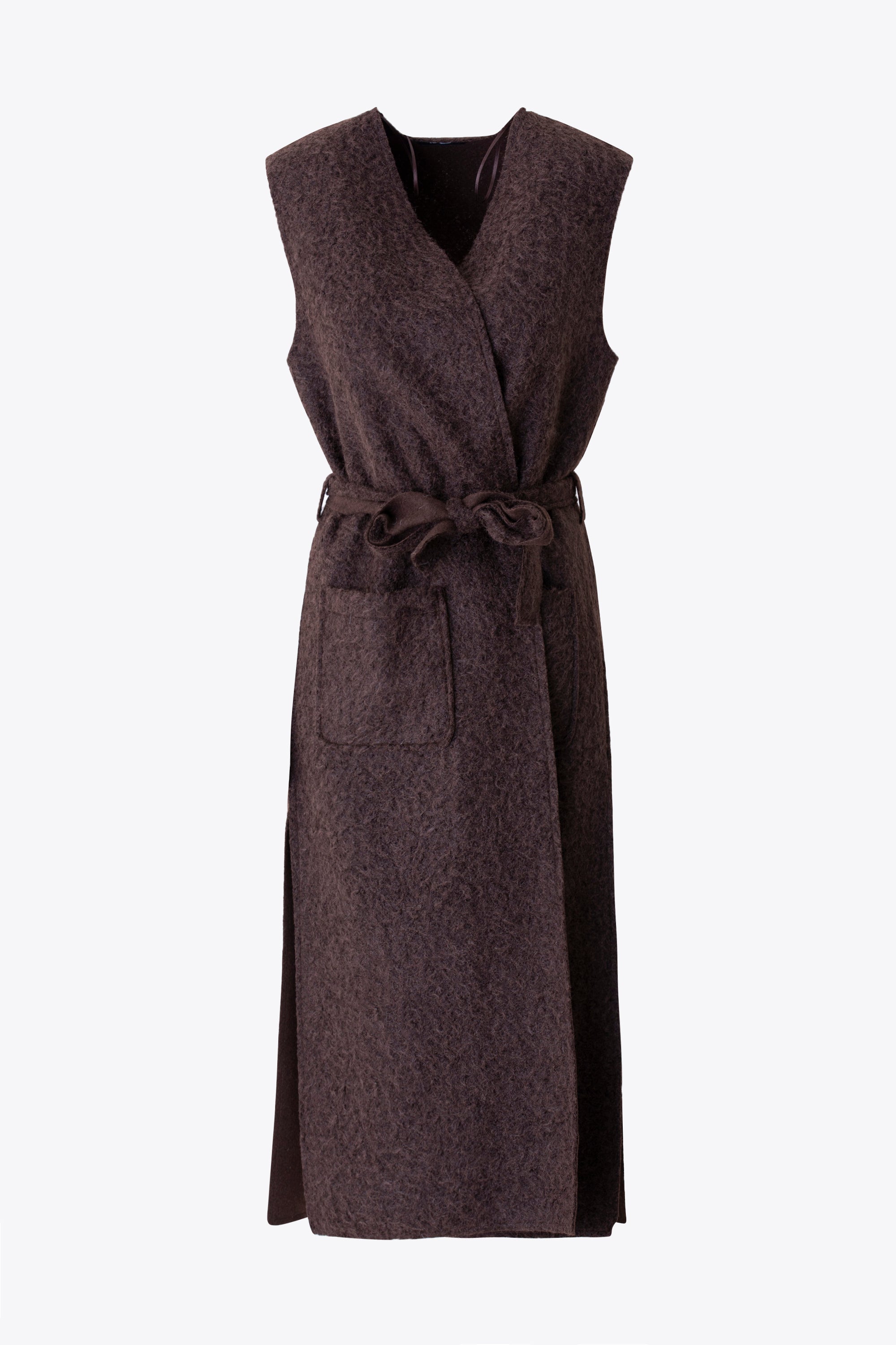 Gilet lungo in tessuto effetto lana cotta - FW26