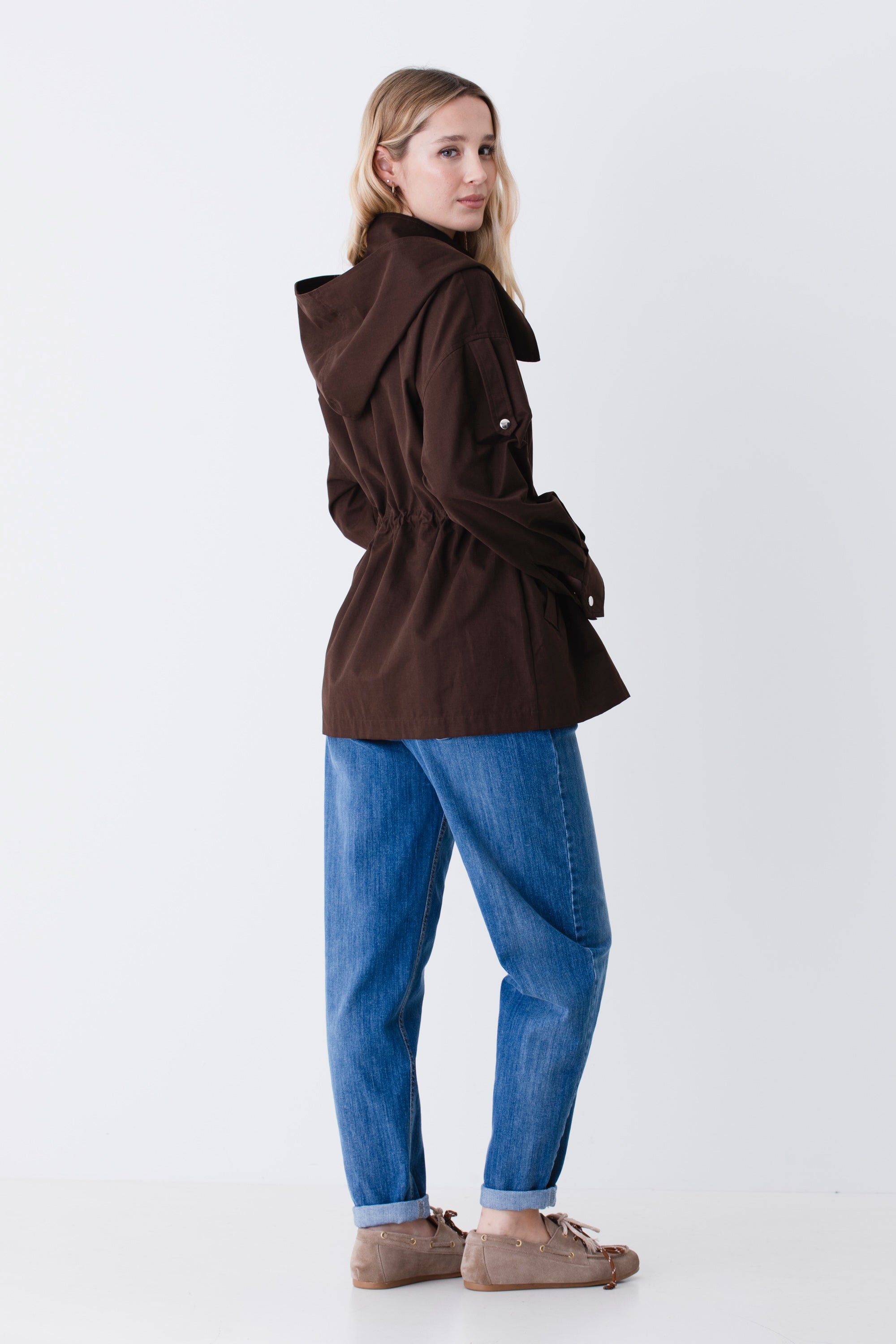 Giacca parka corta con coulisse in cotone - PE26
