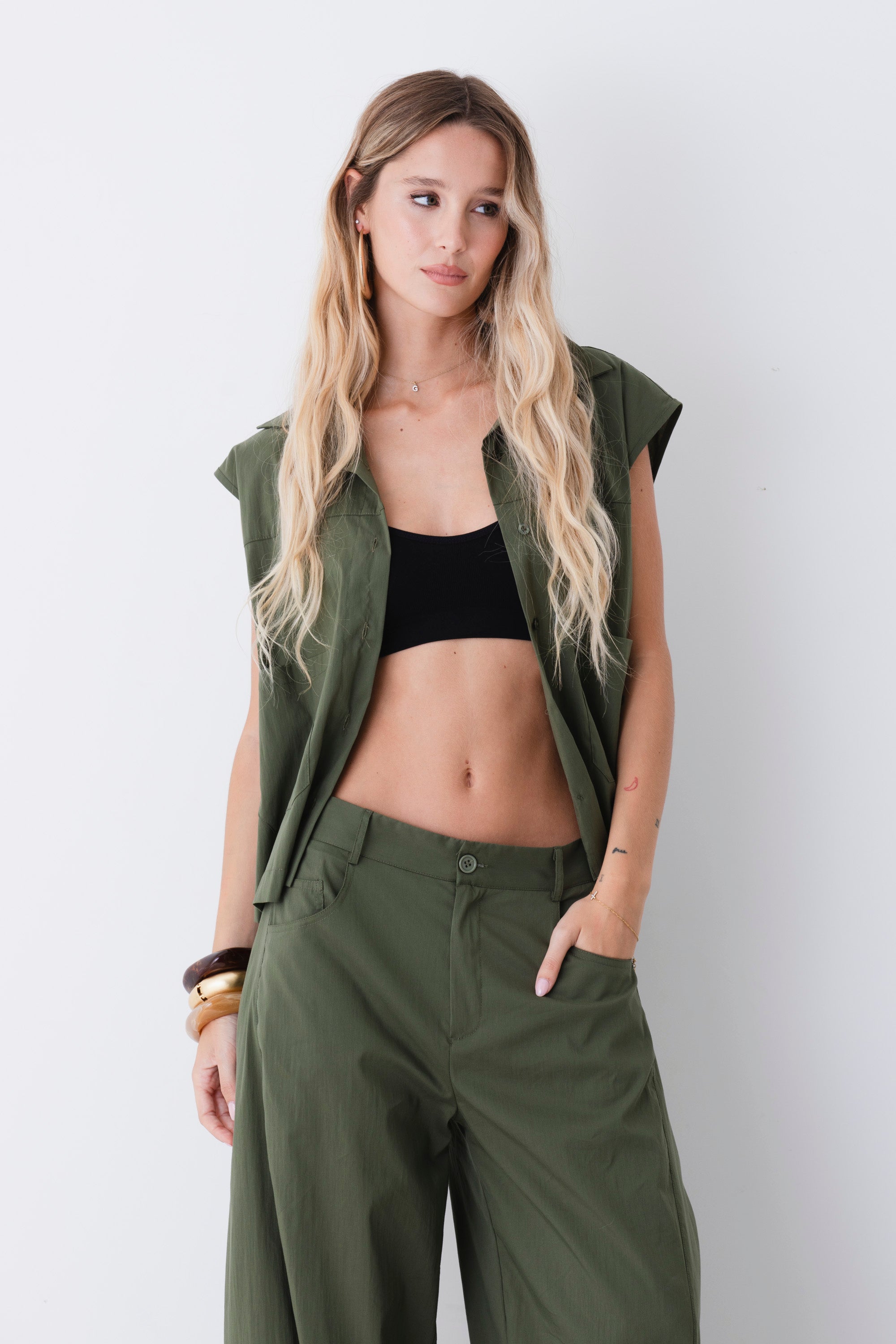 Camicia stile military in misto cotone - PE26