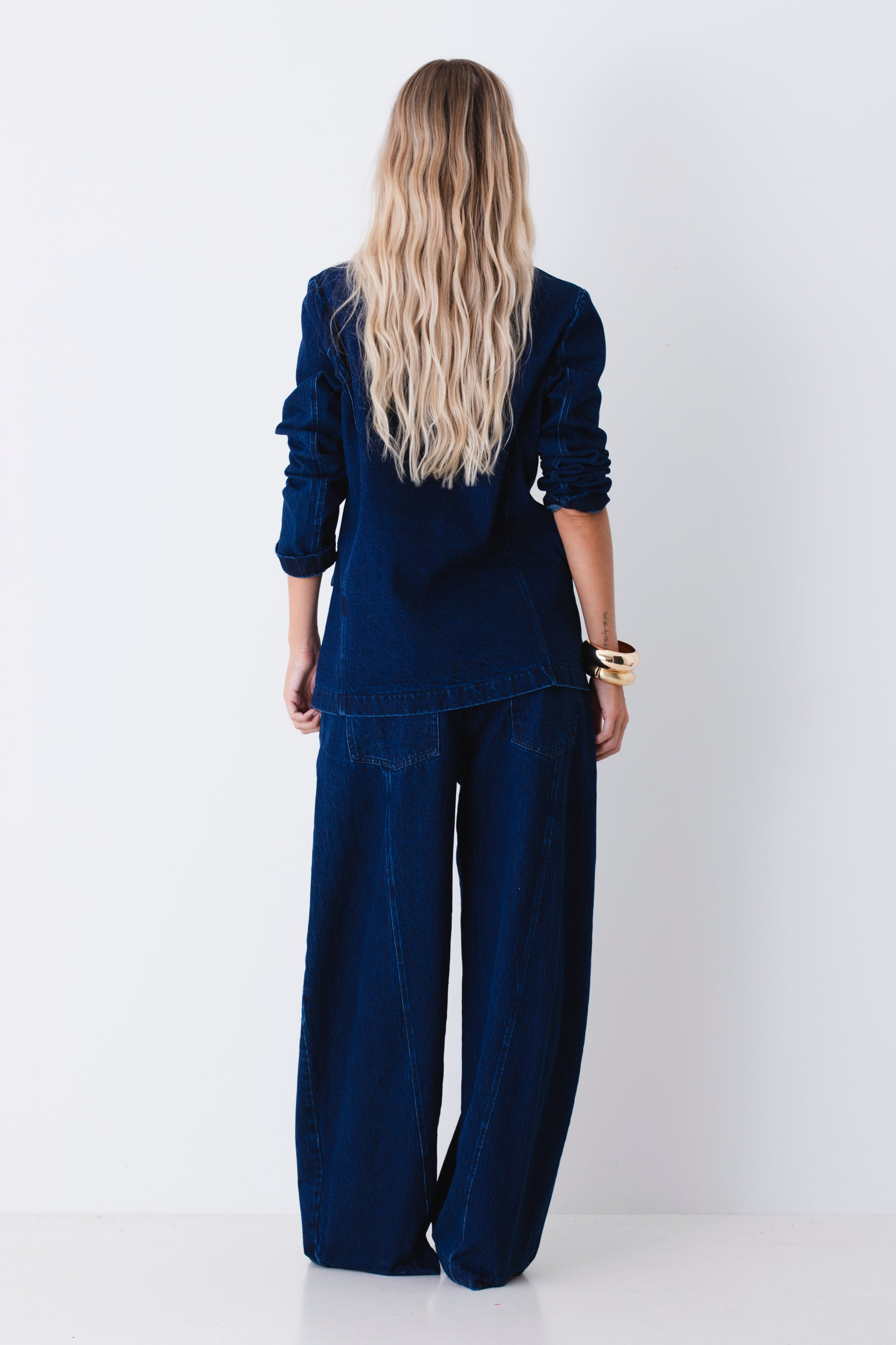 Blazer ad un petto in tessuto effetto jeans - FW27