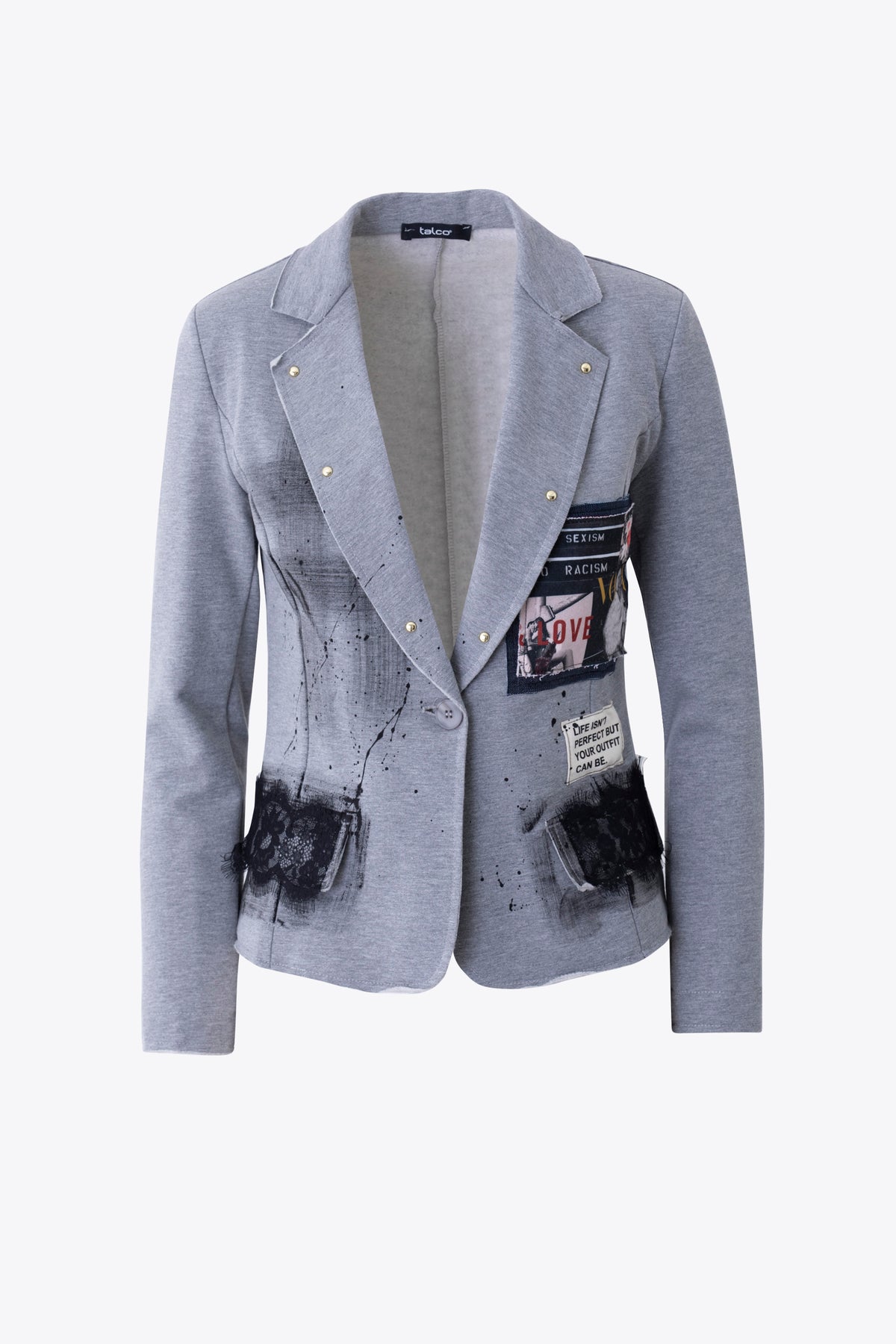 Giacca ad un petto in felpa con inserti e patch - FW27