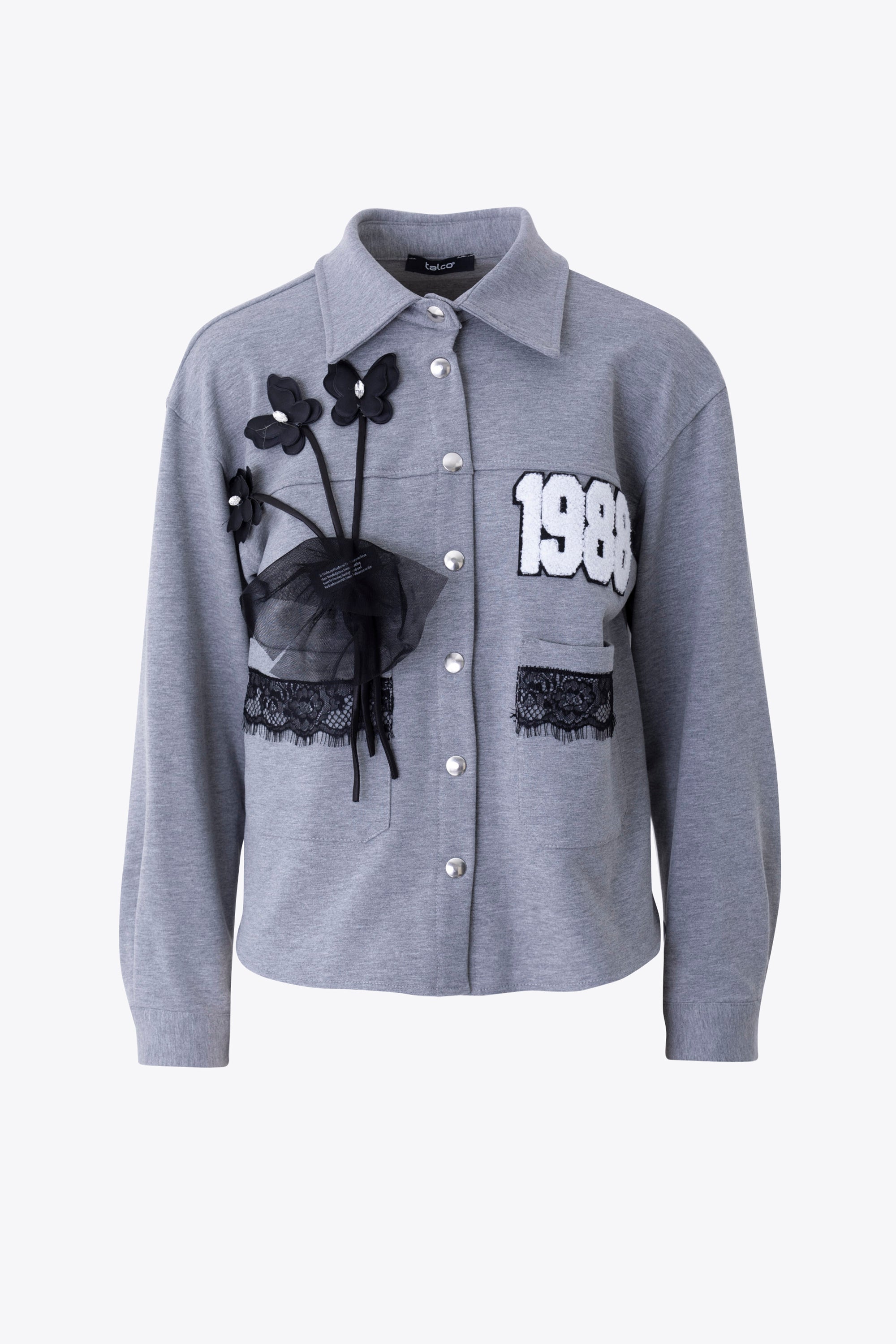 Giacca in felpa con fiori 3D e applicazioni - FW27