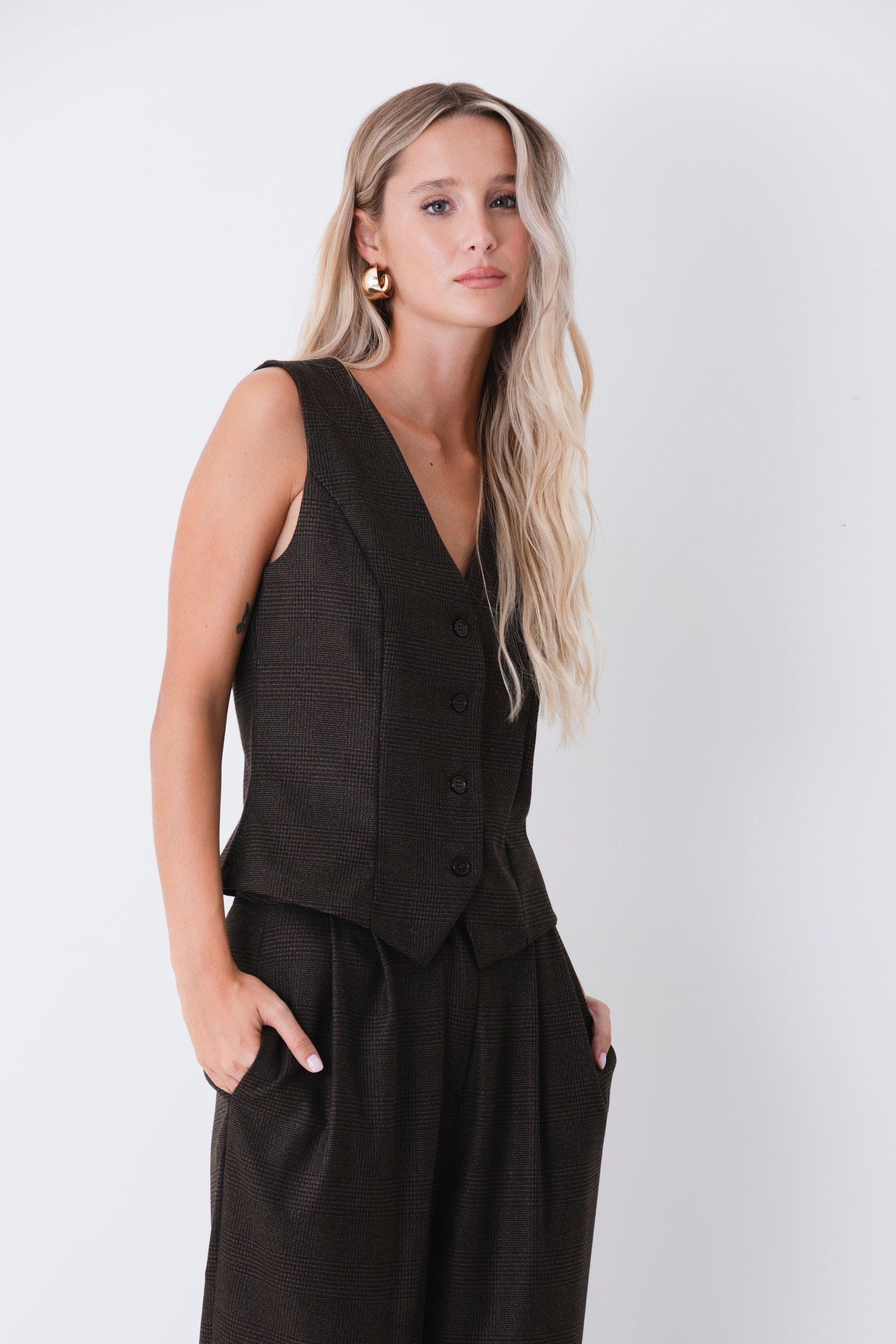 Gilet ad un petto in Principe di Galles - FW27