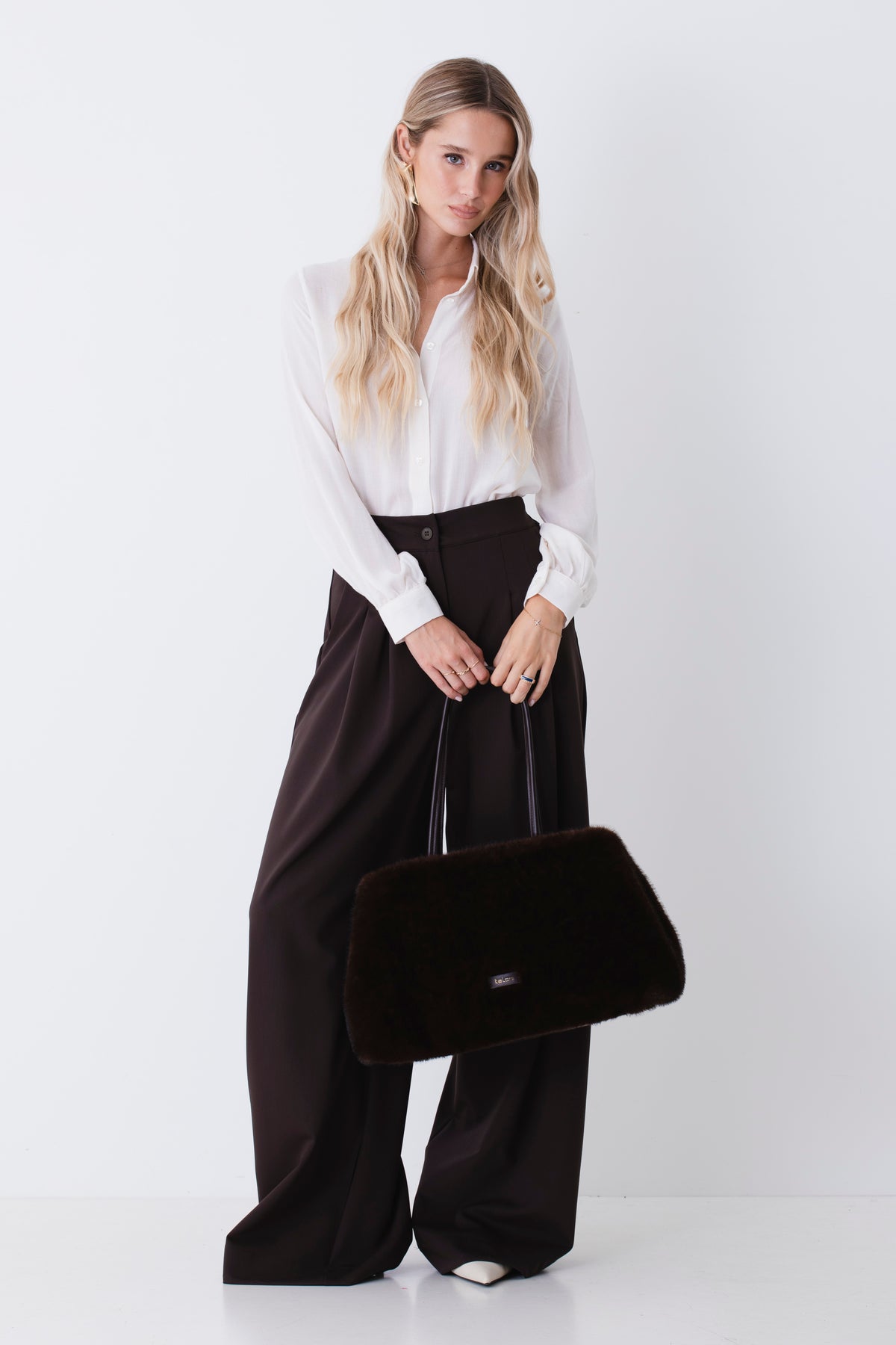 Pantalone palazzo con pinces in tessuto tecnico - FW27
