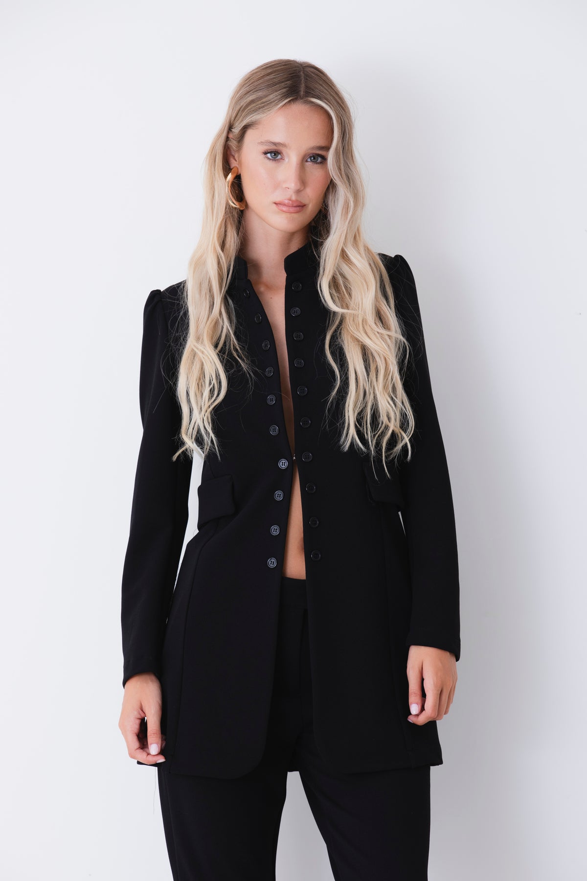 Giacca lunga stile military in scuba crepe - FW27