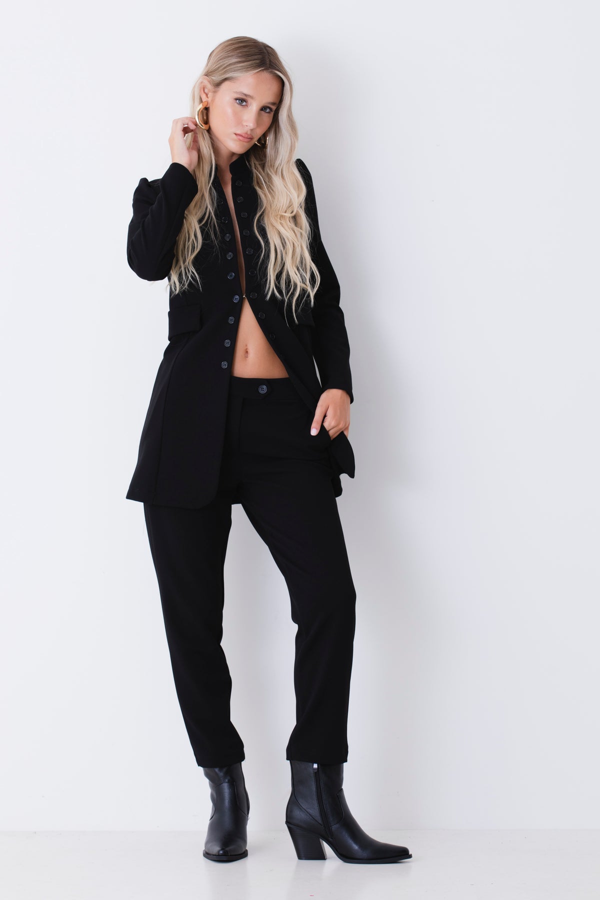 Giacca lunga stile military in scuba crepe - FW27