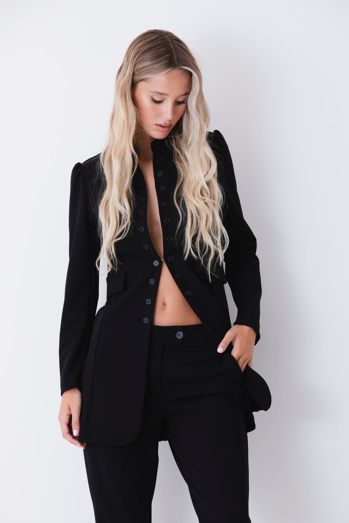 Giacca lunga stile military in scuba crepe - FW27