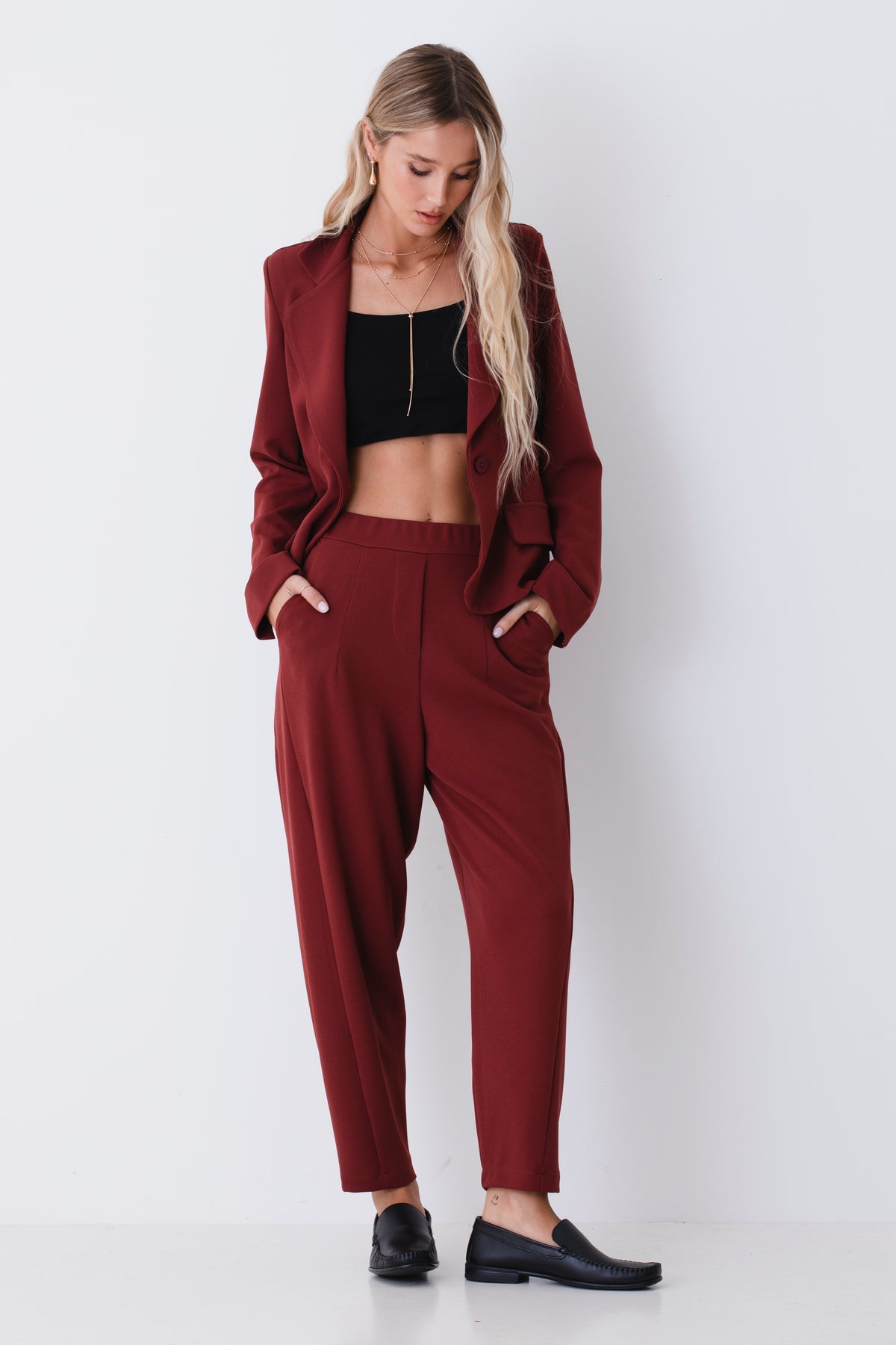 Pantalone barrel fit in scuba crepe - FW27
