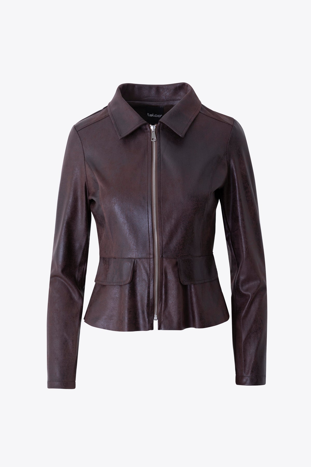 Giacca con cerniera in tessuto effetto pelle - FW27