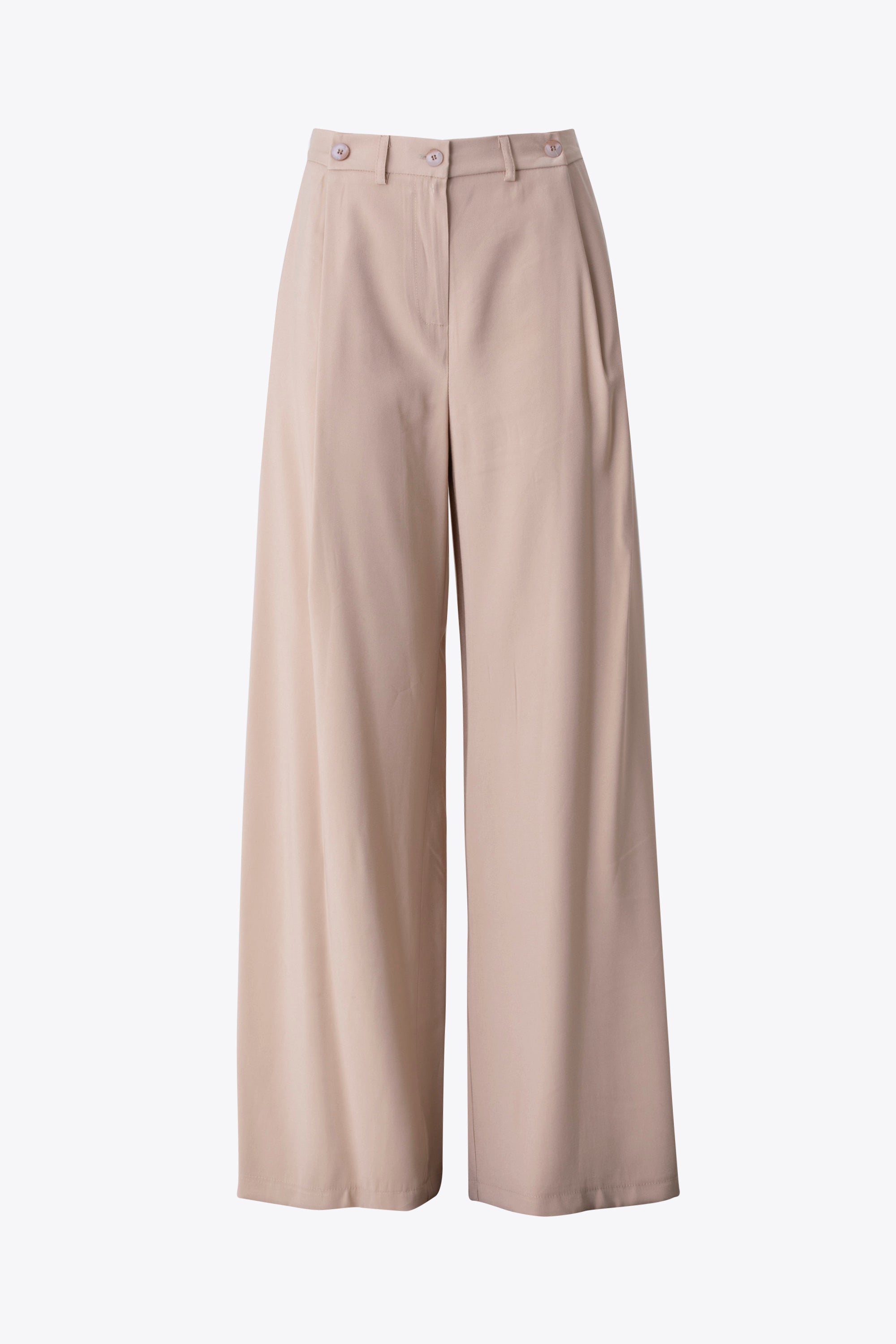 Pantalone palazzo in viscosa con cinta con bottoni applicati - PE26