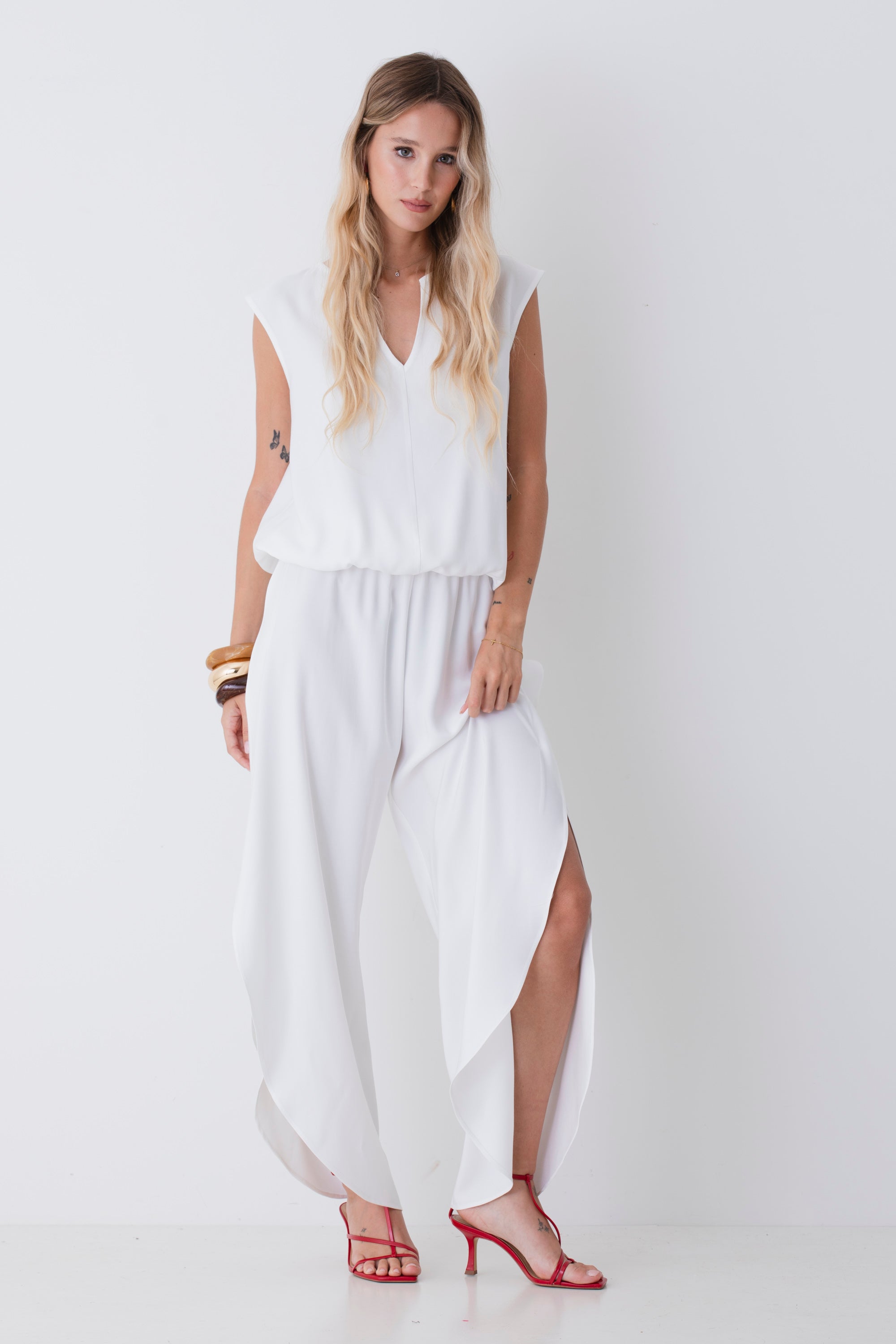 Pantalone ampio con spacchi laterali in viscosa - PE26