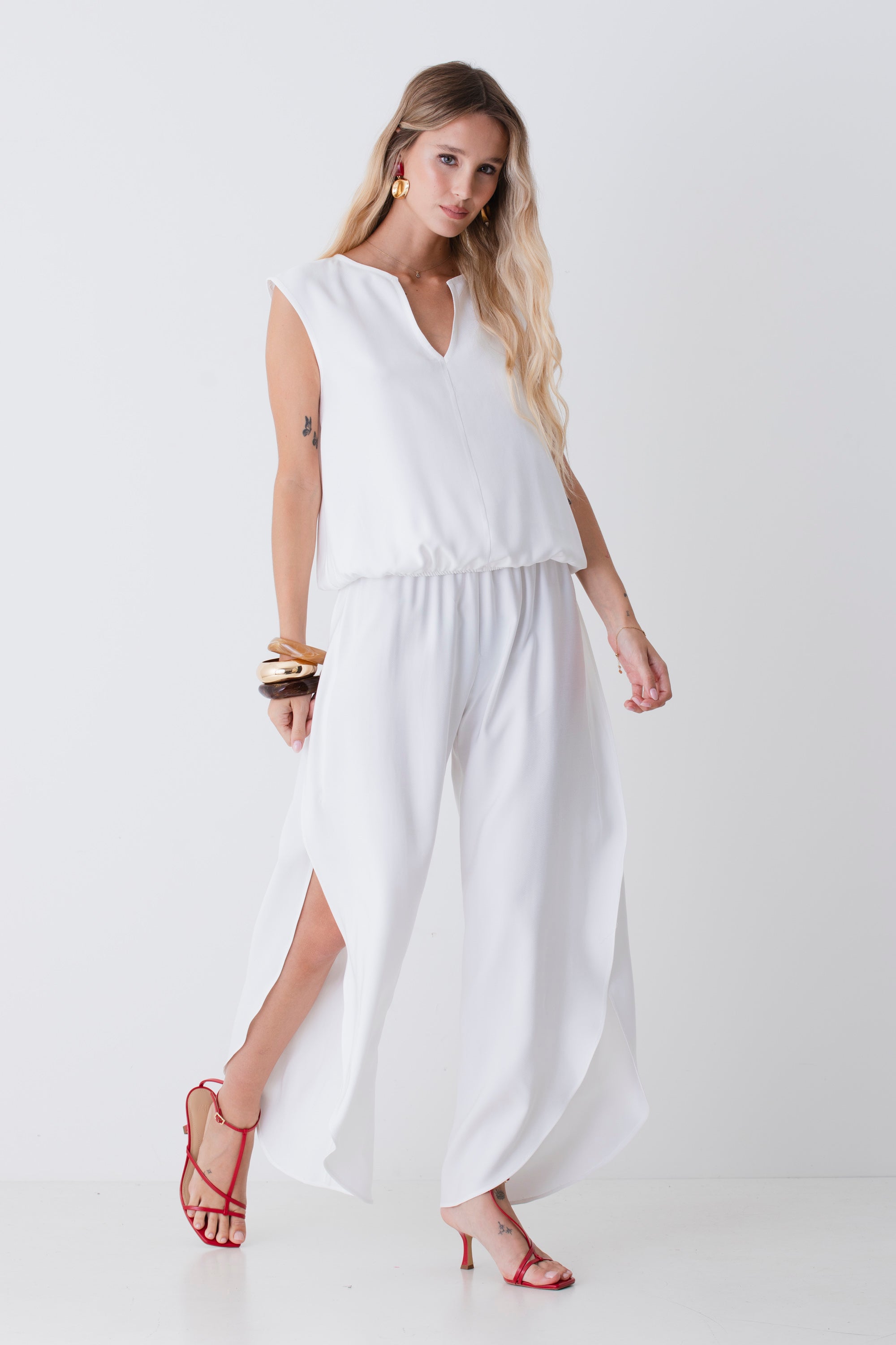 Pantalone ampio con spacchi laterali in viscosa - PE26