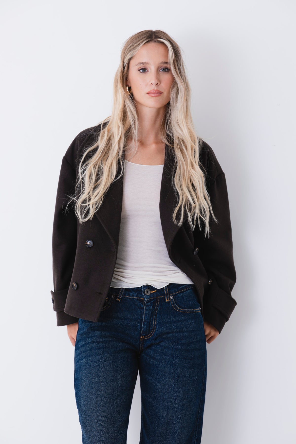 Cappotto corto doppio petto in panno - FW27