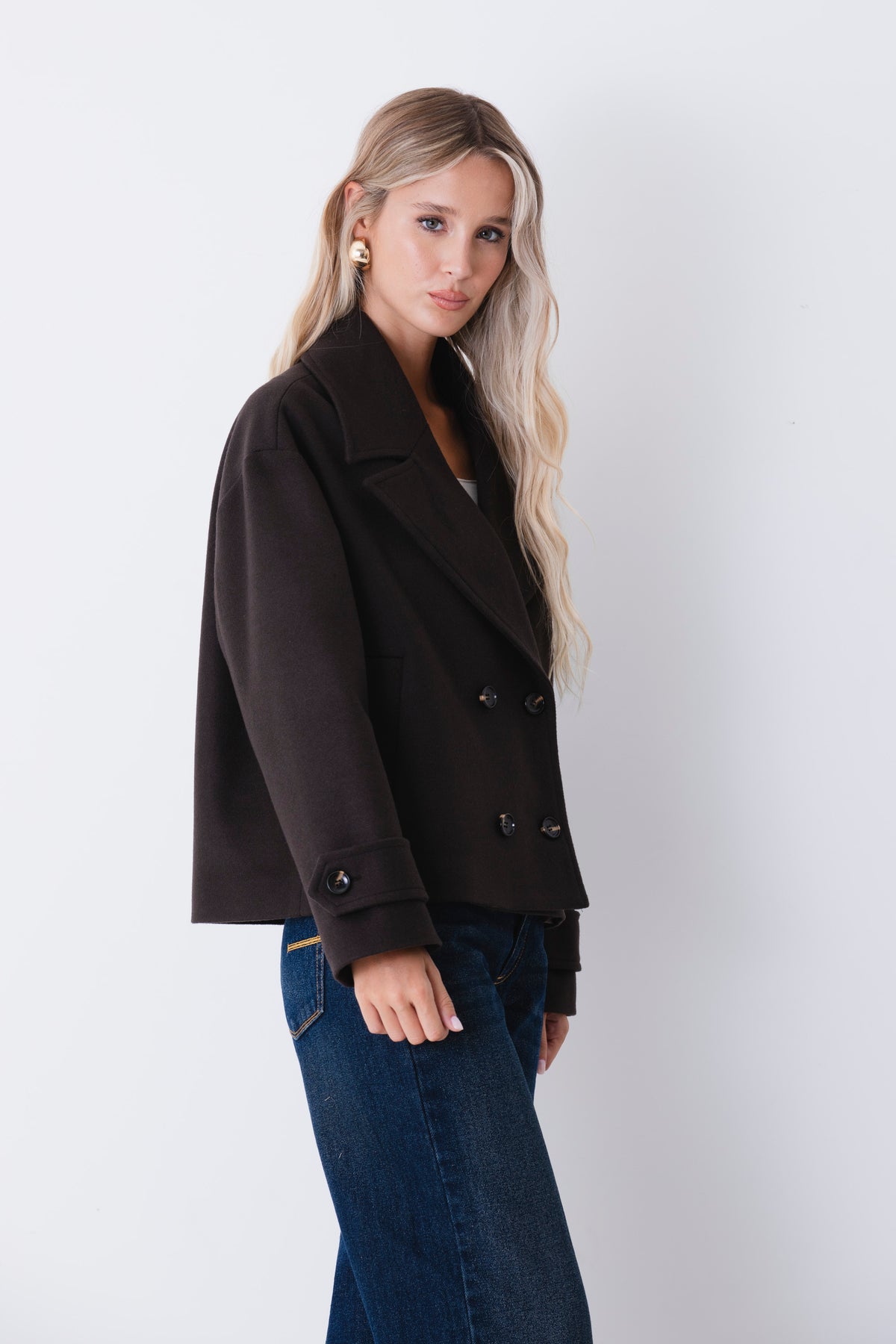 Cappotto corto doppio petto in panno - FW27