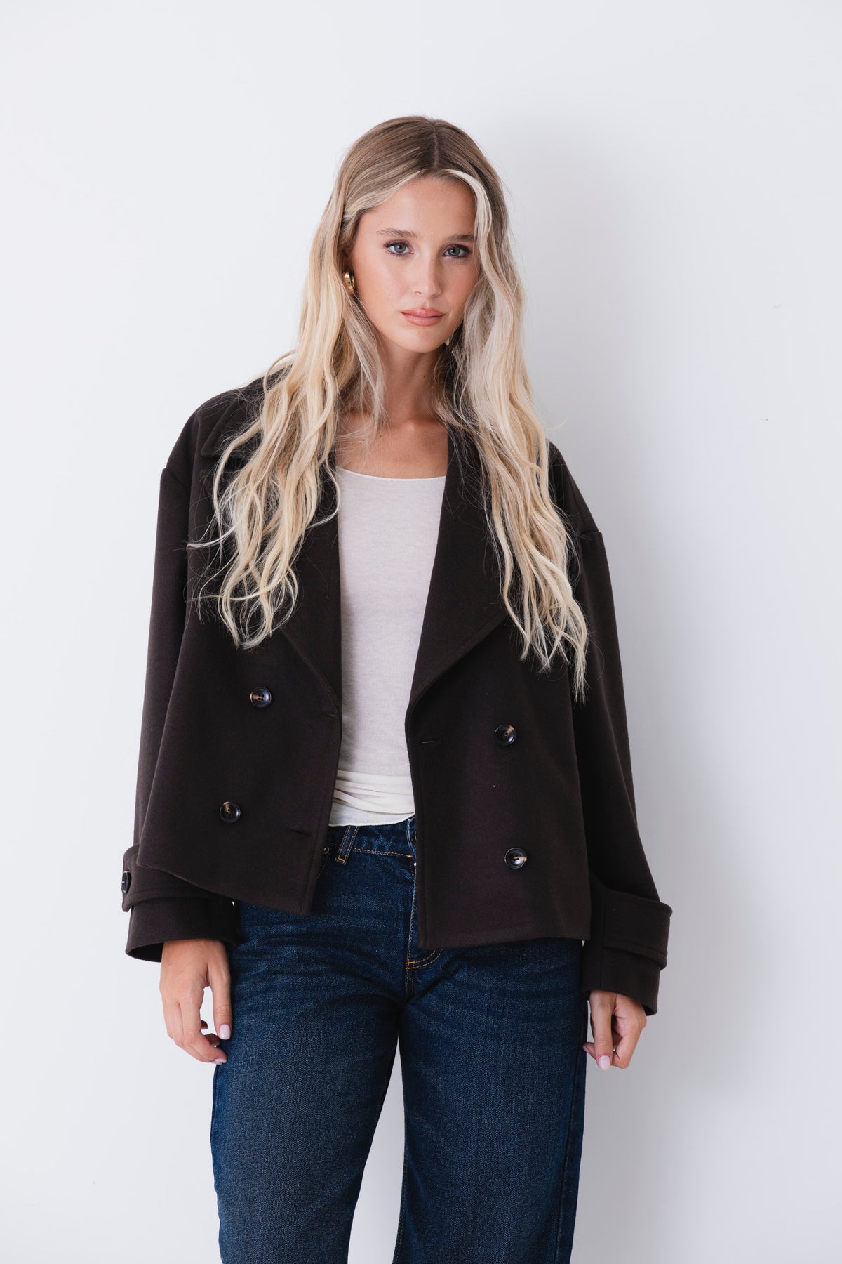 Cappotto corto doppio petto in panno - FW27