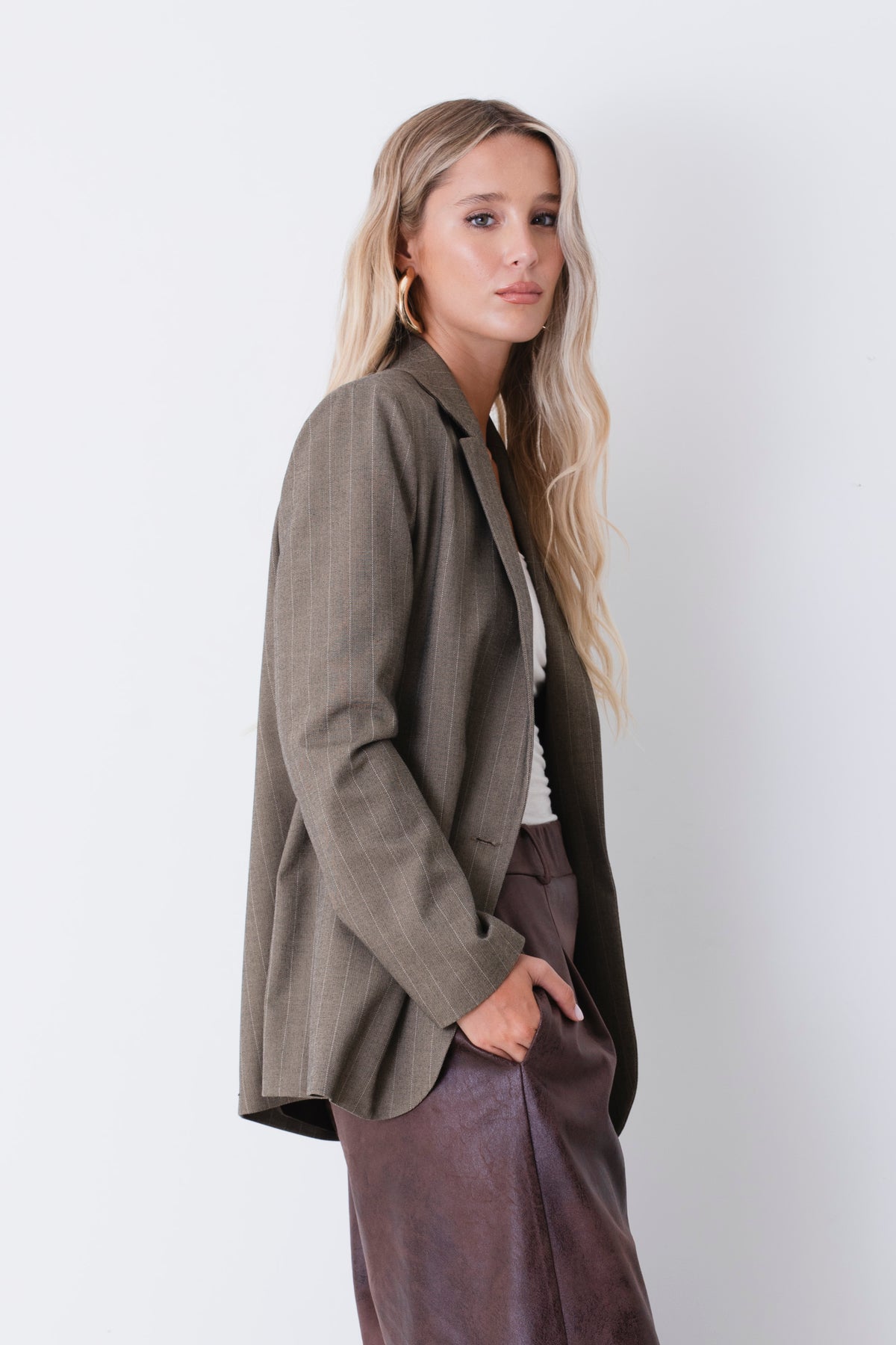 Blazer ad un petto in grisaglia gessata - FW27