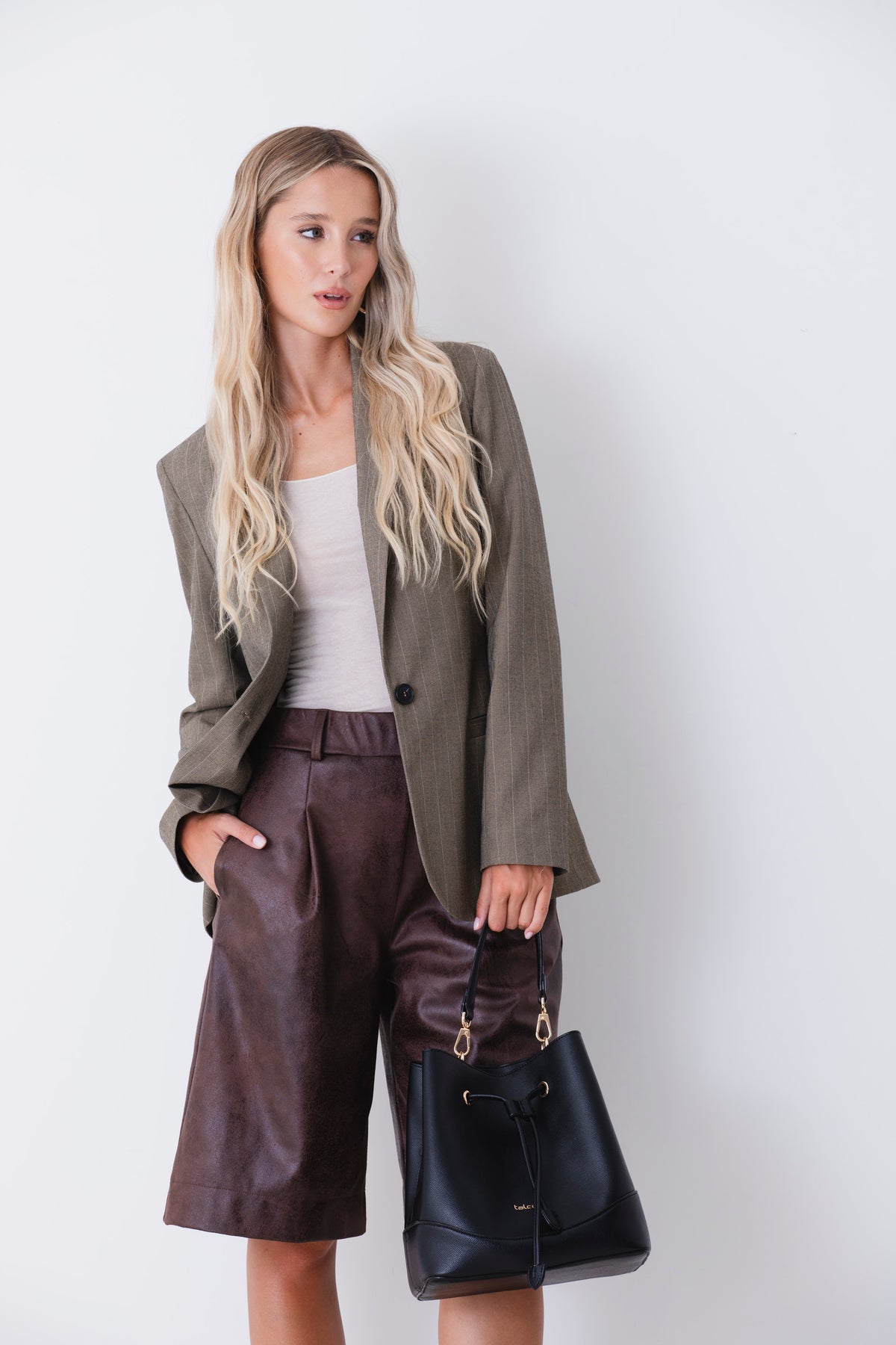Blazer ad un petto in grisaglia gessata - FW27