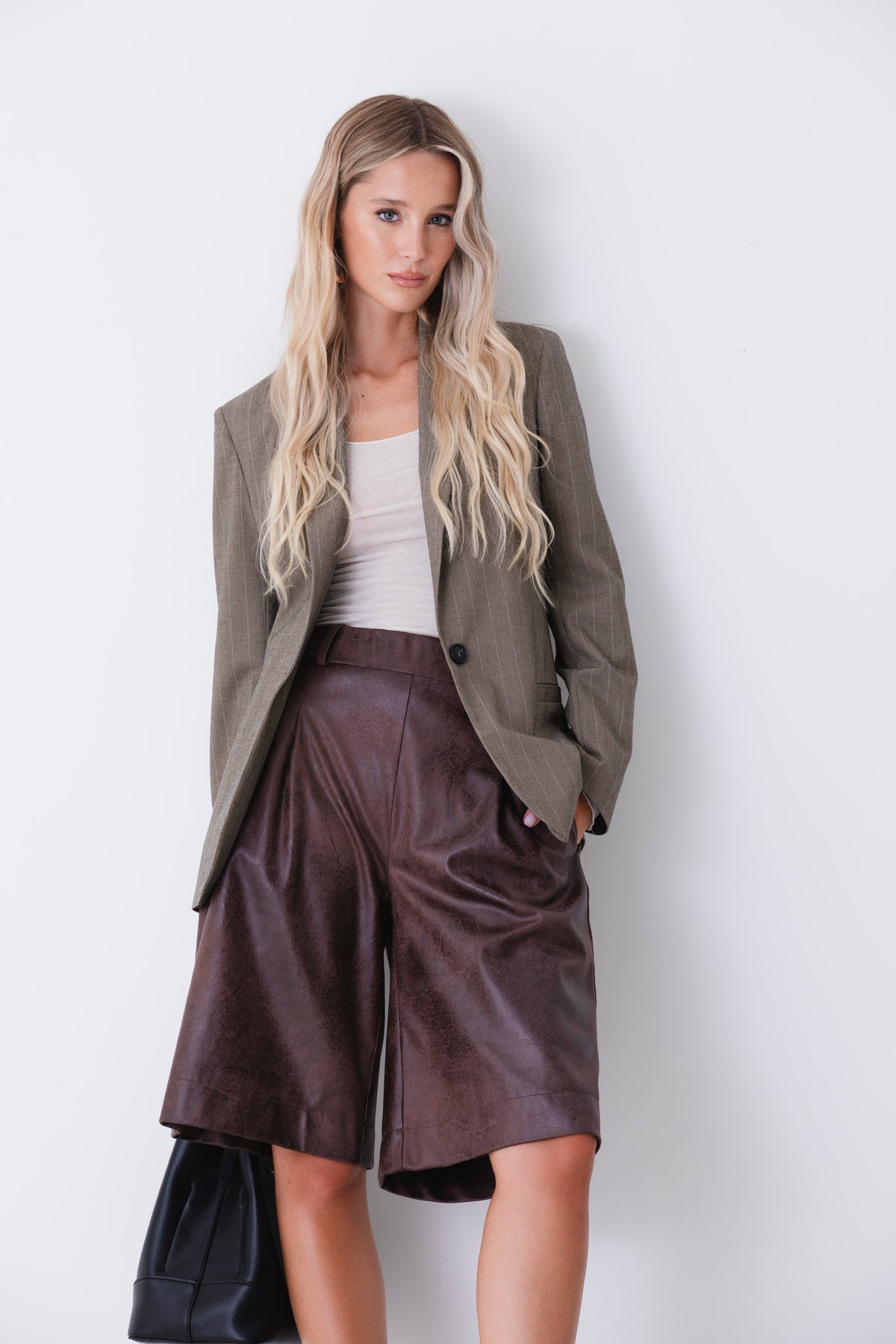 Blazer ad un petto in grisaglia gessata - FW27