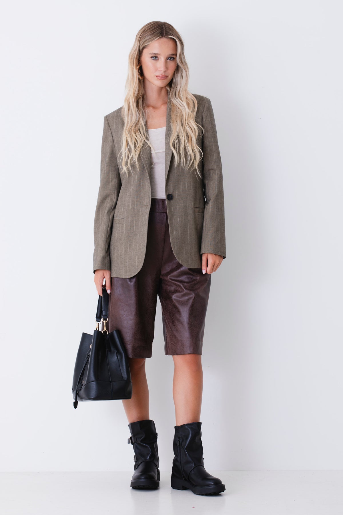Blazer ad un petto in grisaglia gessata - FW27