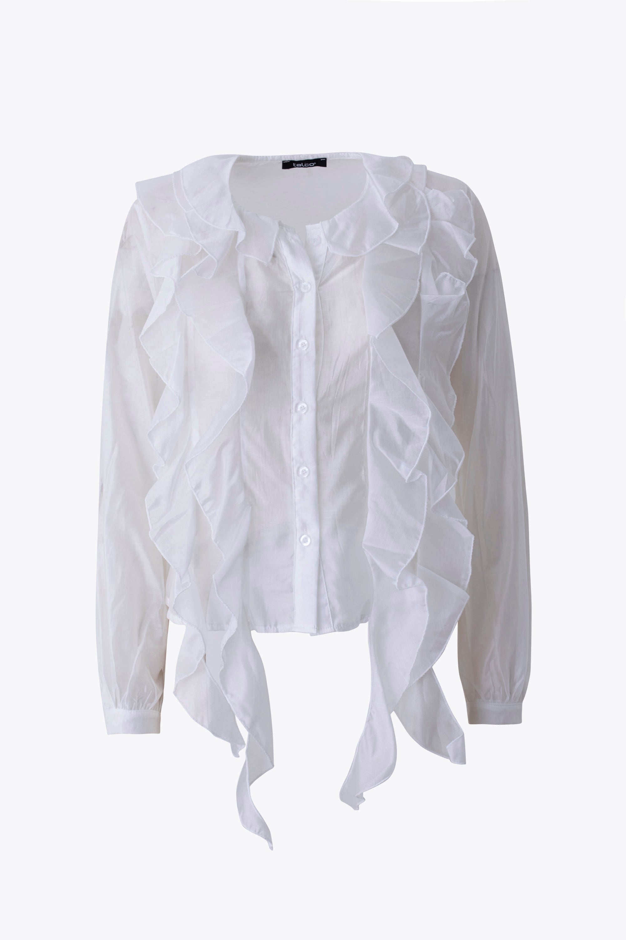 Camicia crop con rouches in tencel - PE26