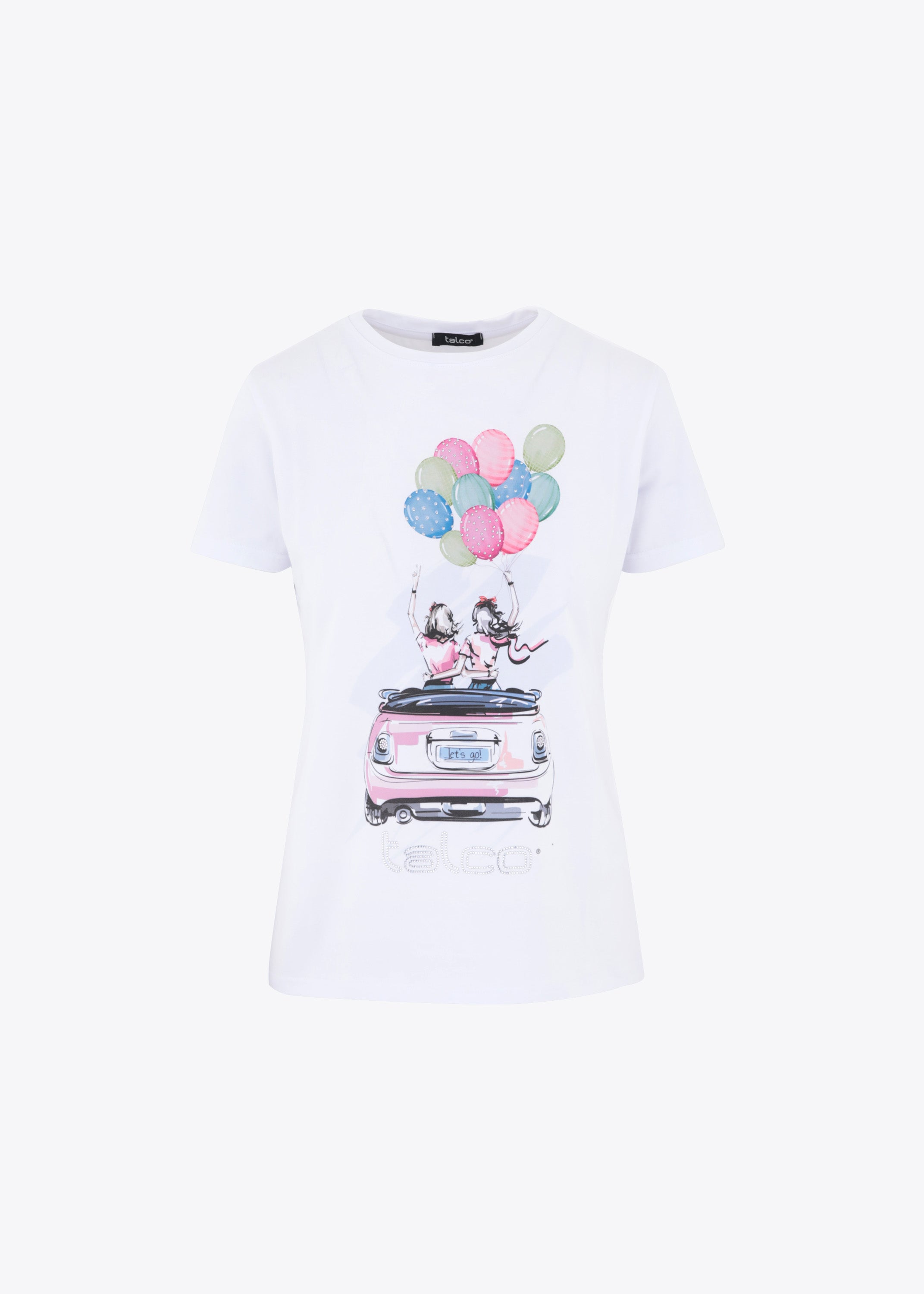 T-shirt in cotone con stampa e strass - PE24