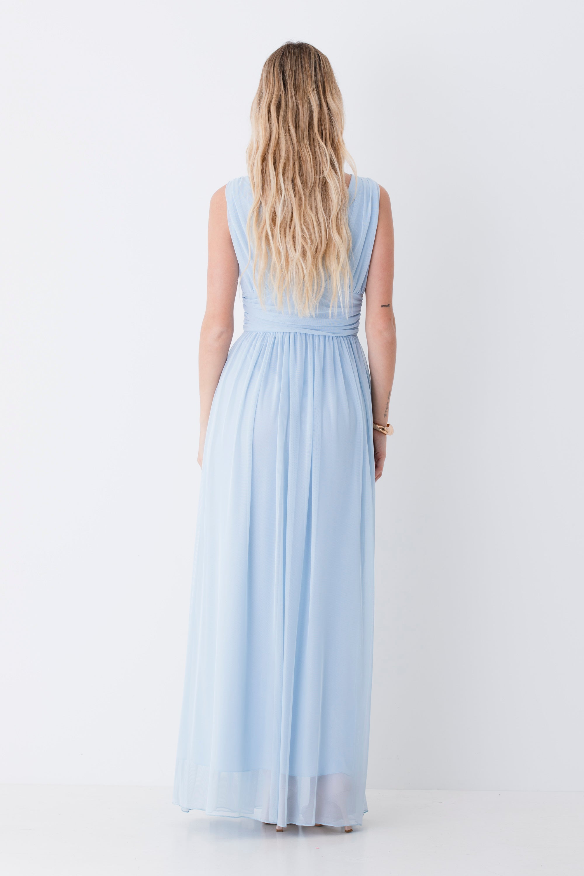 Abito lungo stile impero in tulle - PE26