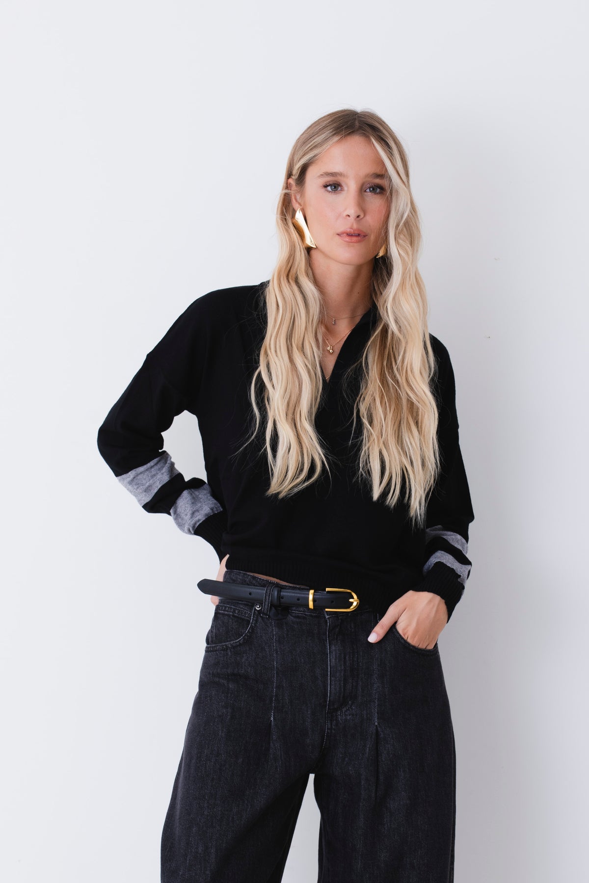 Maglia polo in misto viscosa con righe - FW27