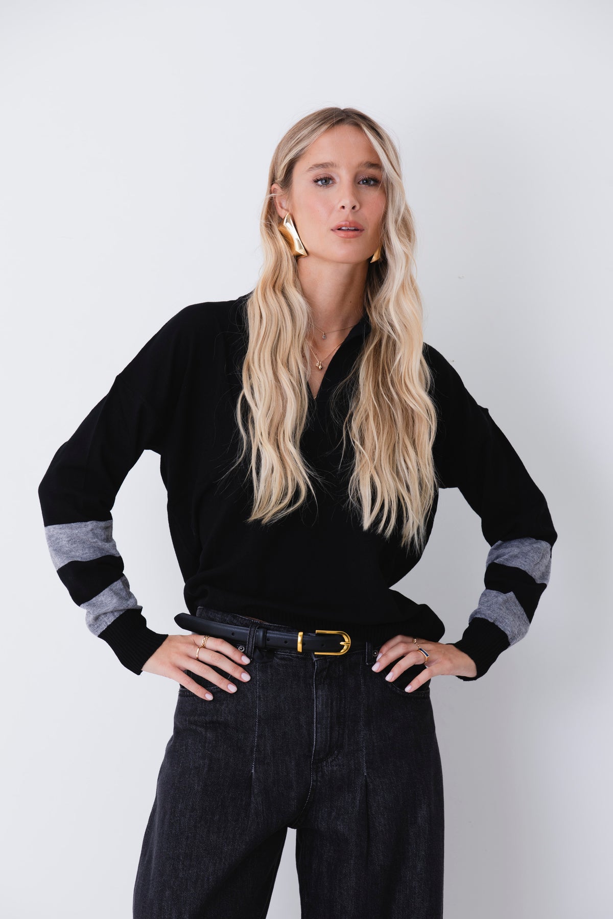 Maglia polo in misto viscosa con righe - FW27