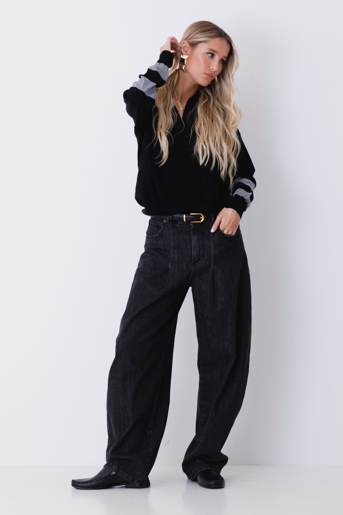 Maglia polo in misto viscosa con righe - FW27