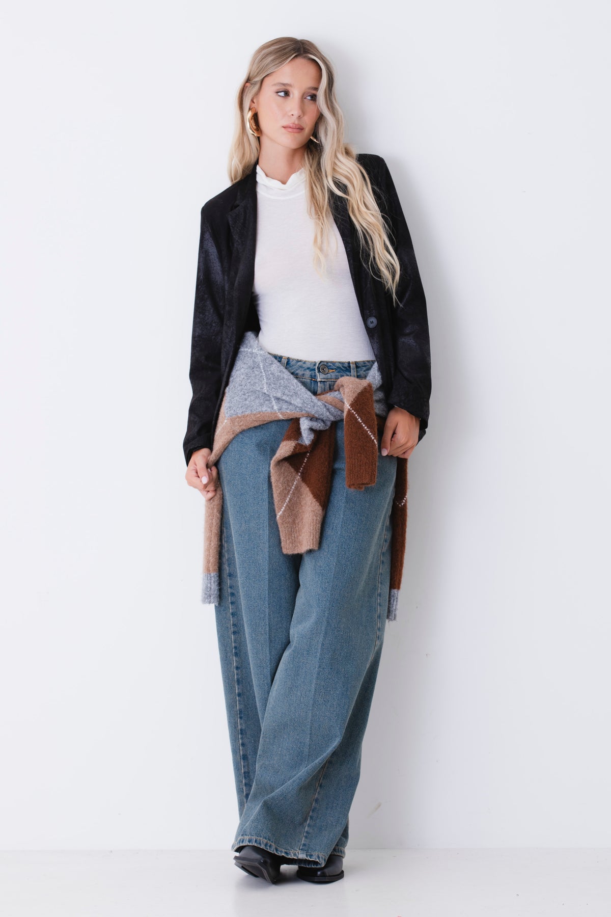Blazer ad un petto in tessuto effetto pelle - FW27