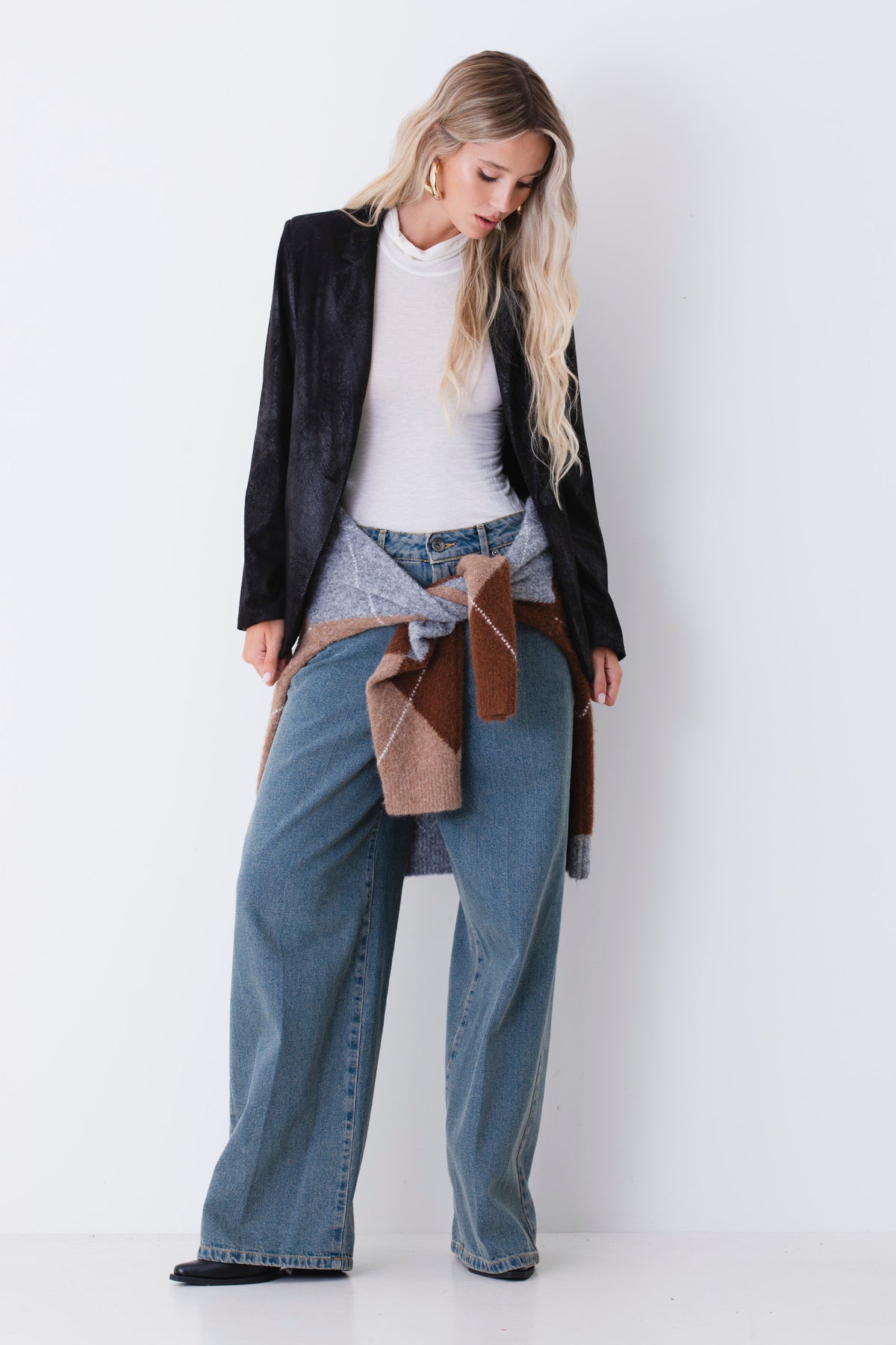 Blazer ad un petto in tessuto effetto pelle - FW27