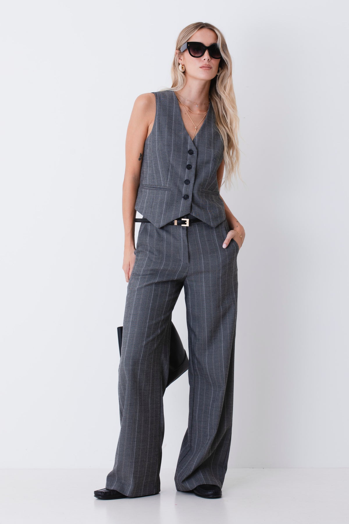 Pantalone palazzo in grisaglia gessata - FW27