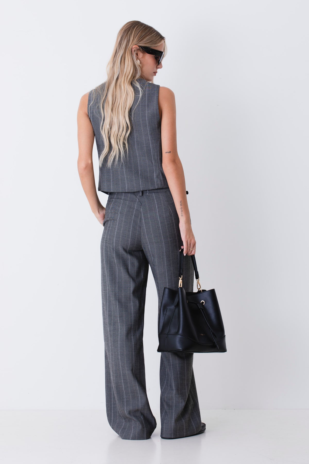Gilet ad un petto in grisaglia gessata - FW27