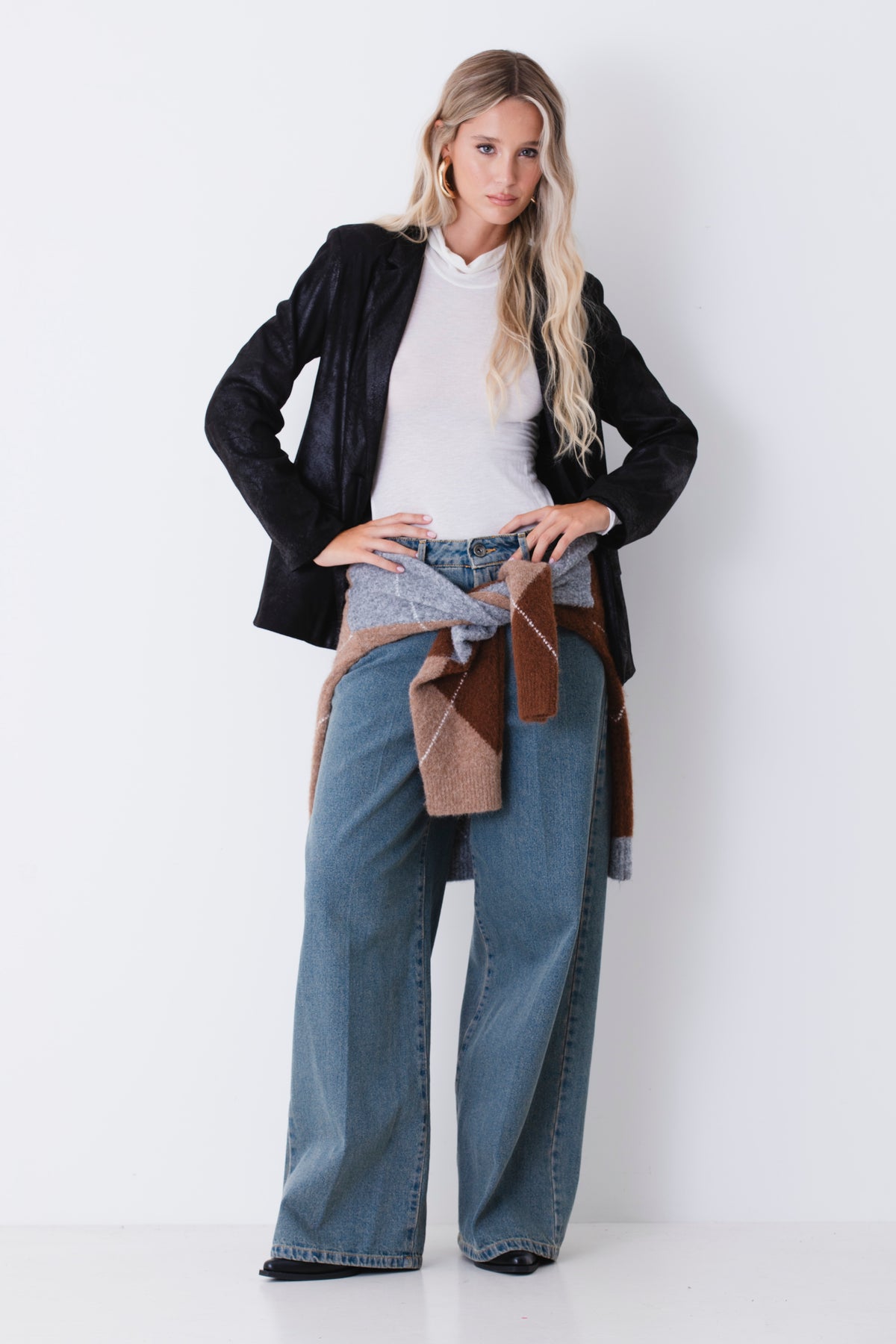 Blazer ad un petto in tessuto effetto pelle - FW27