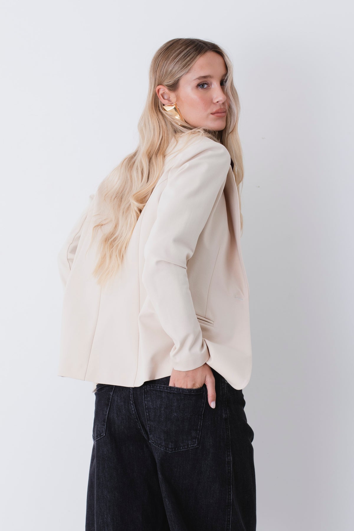 Giacca ad un petto in tessuto punto Roma - FW27