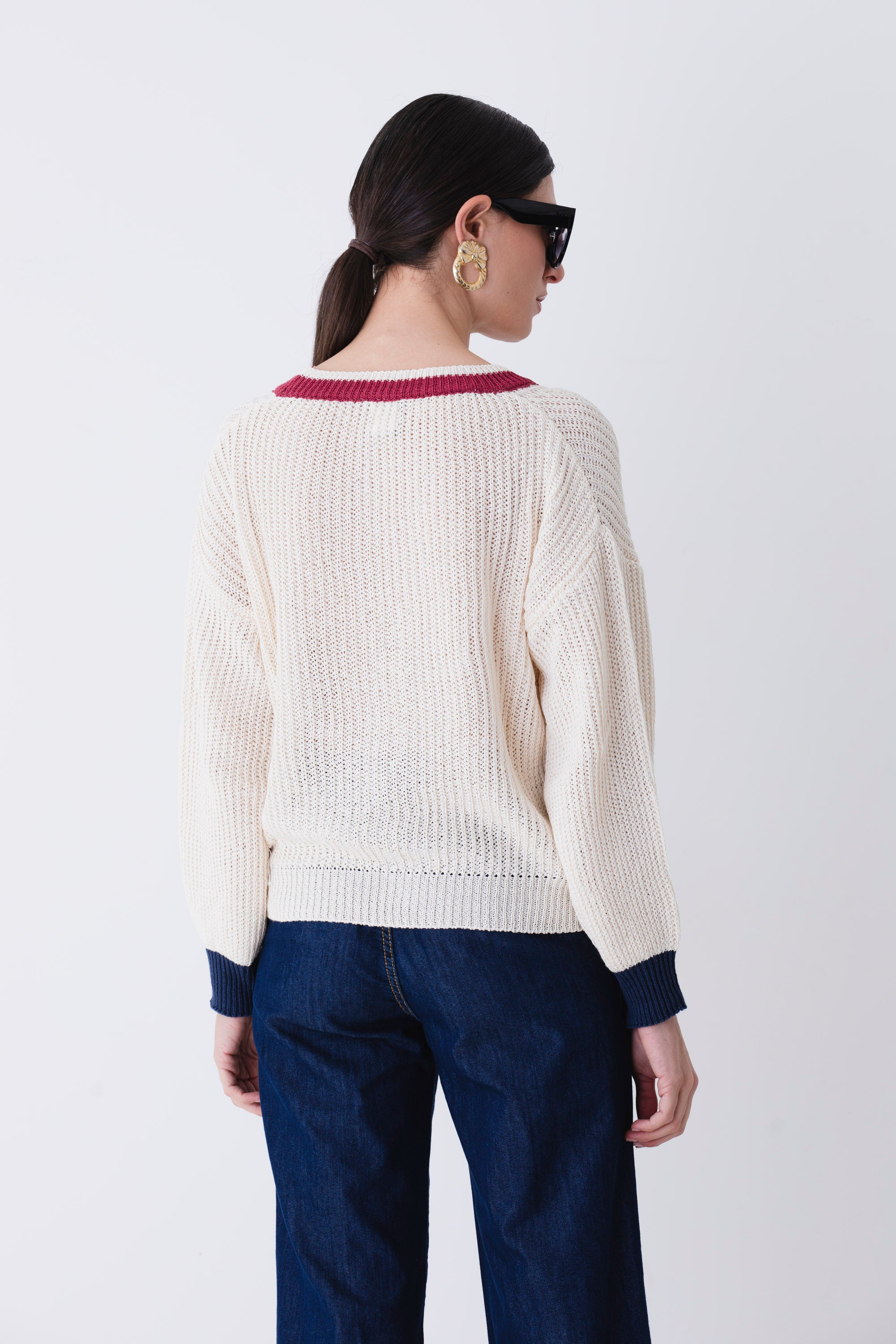 Cardigan in cotone con bottoni dorati - PE25