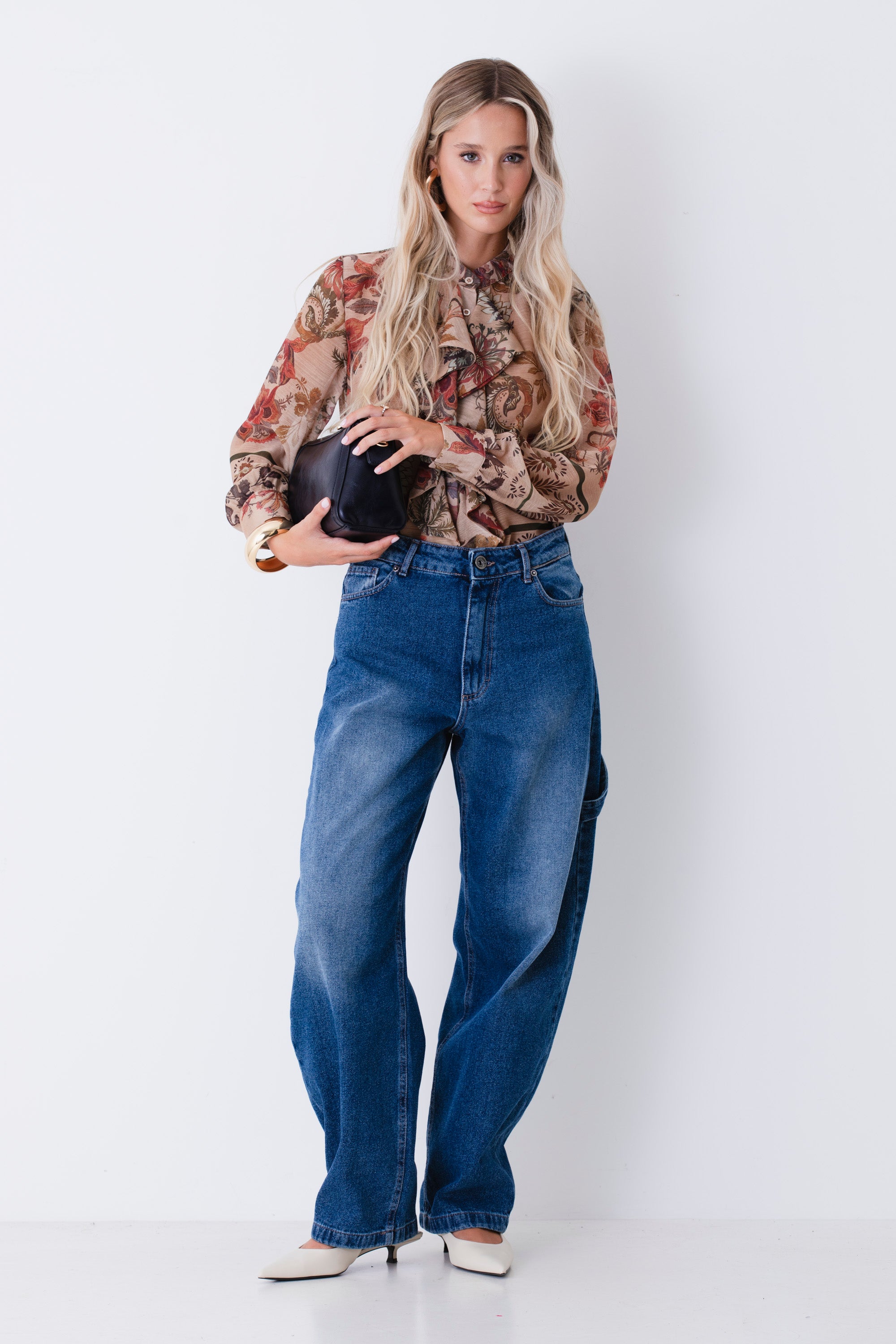 Camicia in georgette con rocuhes fantasia boho-chic - FW27