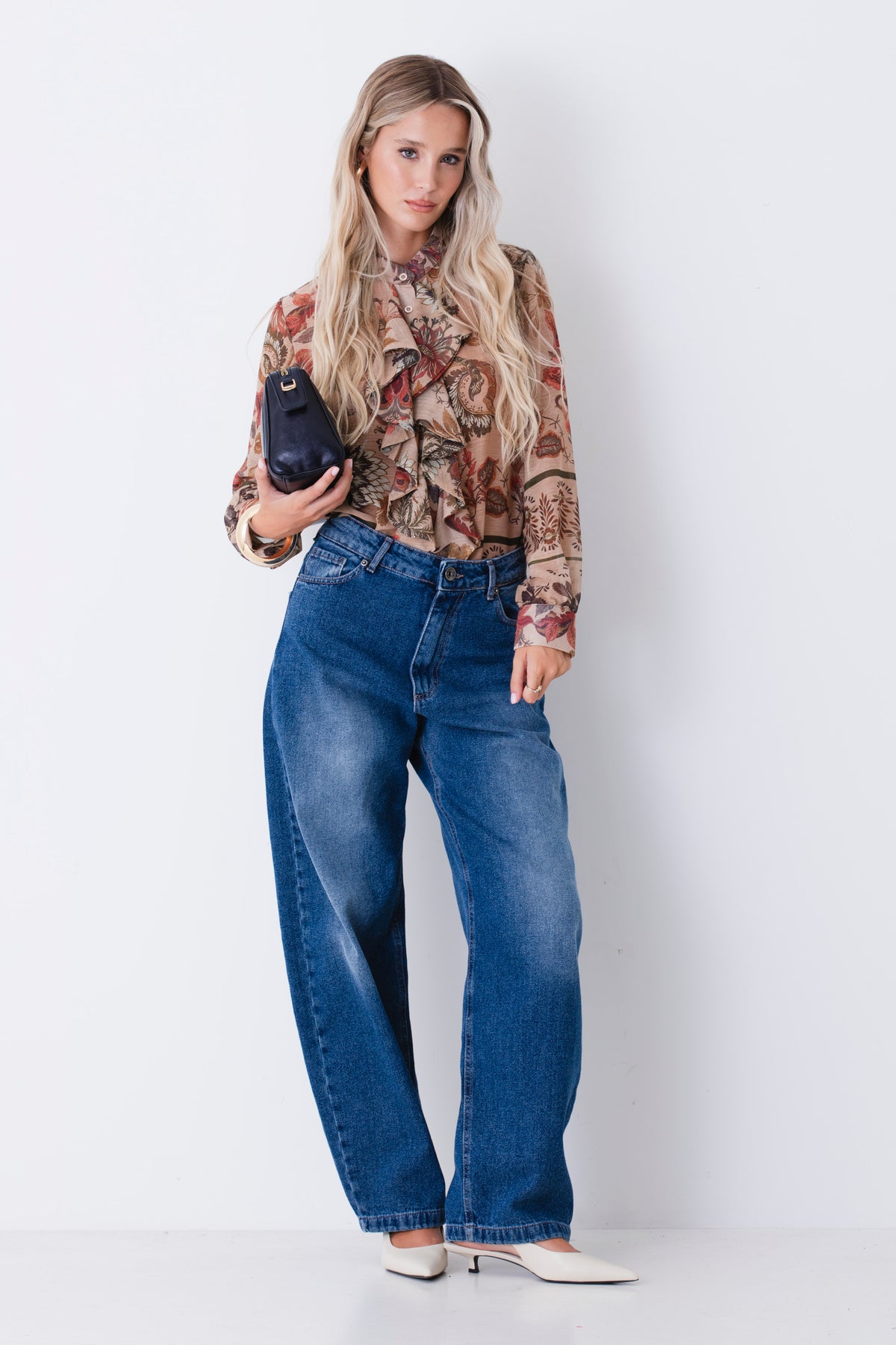 Camicia in georgette con rocuhes fantasia boho-chic - FW27