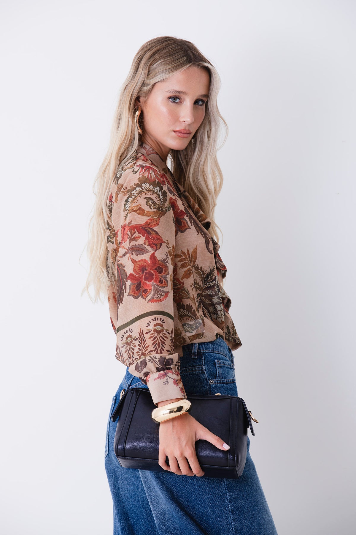 Camicia in georgette con rocuhes fantasia boho-chic - FW27