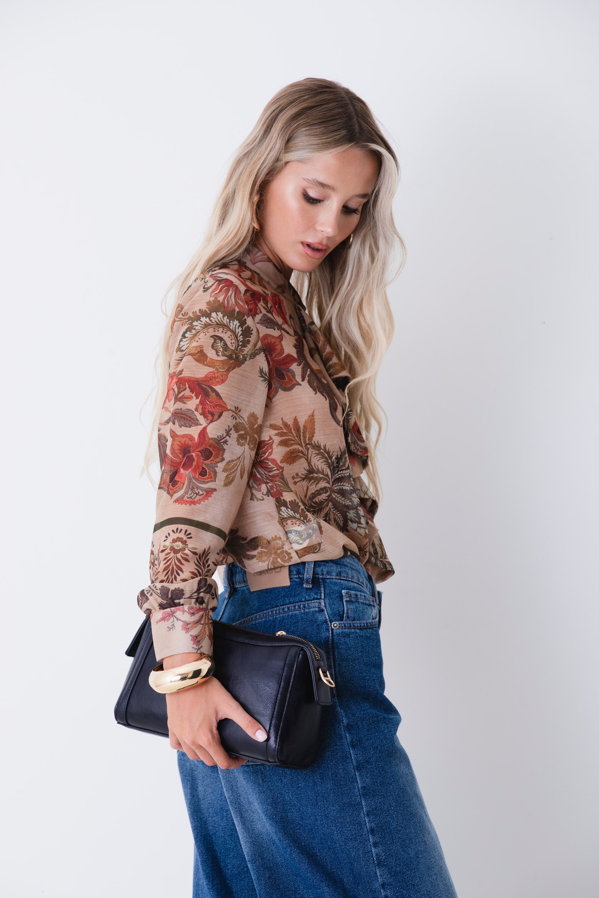 Camicia in georgette con rocuhes fantasia boho-chic - FW27