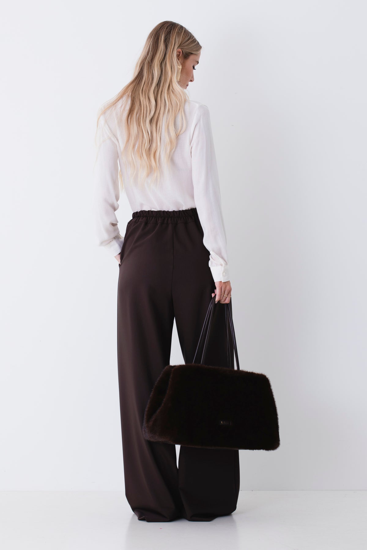 Pantalone palazzo con pinces in tessuto tecnico - FW27