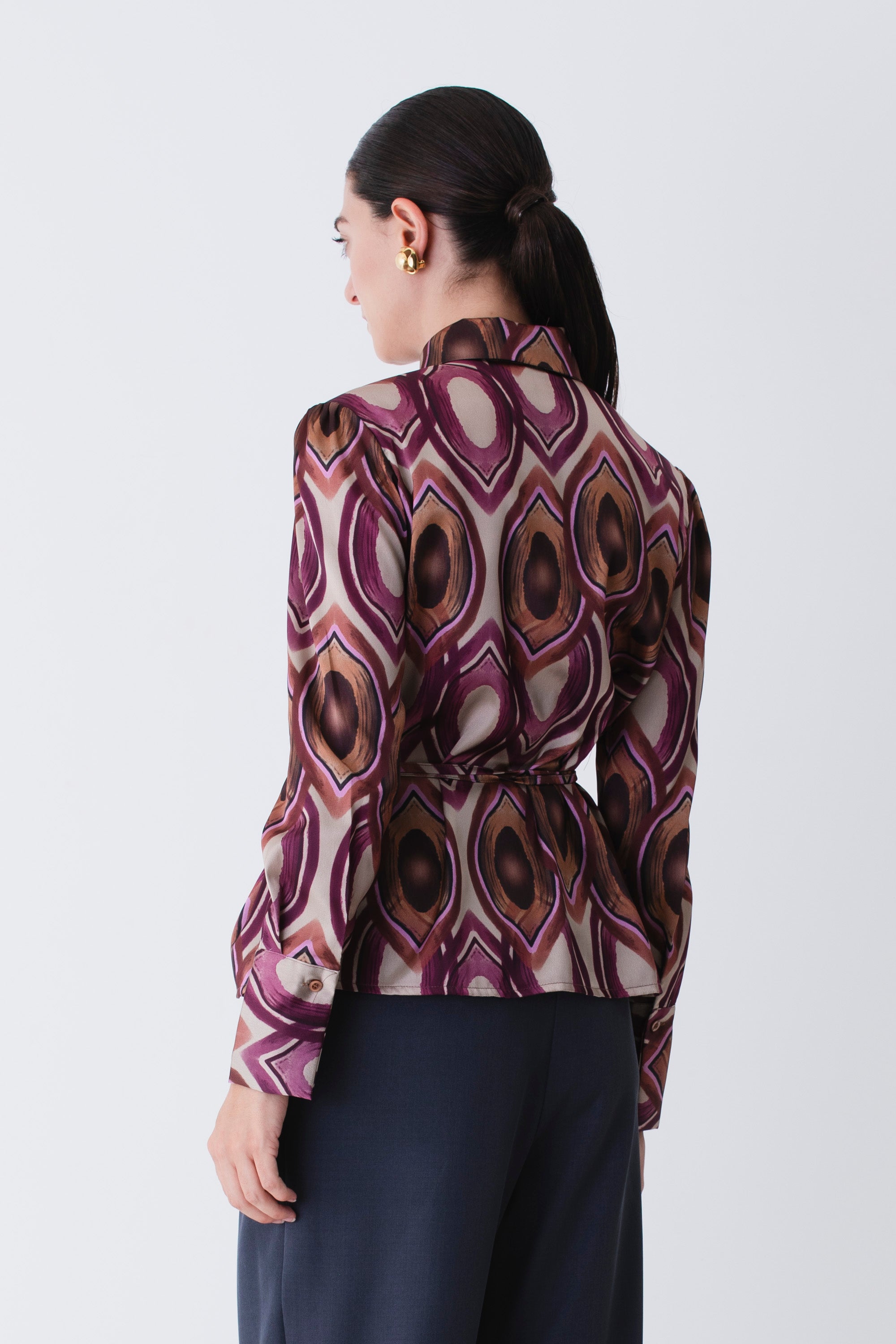 Camicia in raso fantasia geometrica - FW26