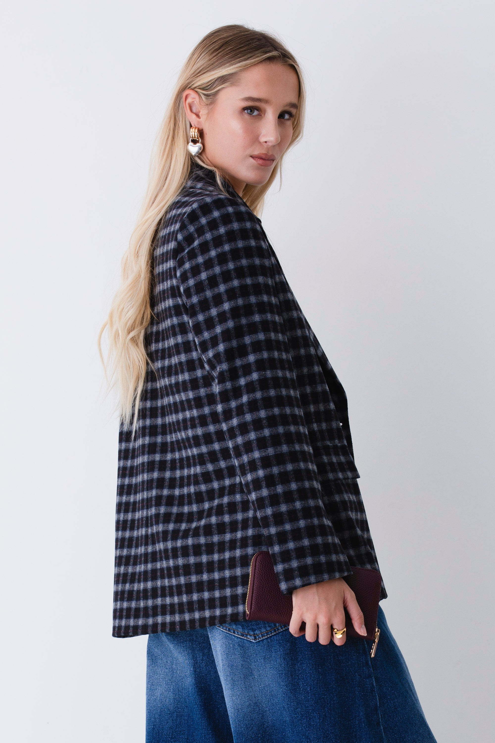 Blazer ad un petto a quadri - FW26