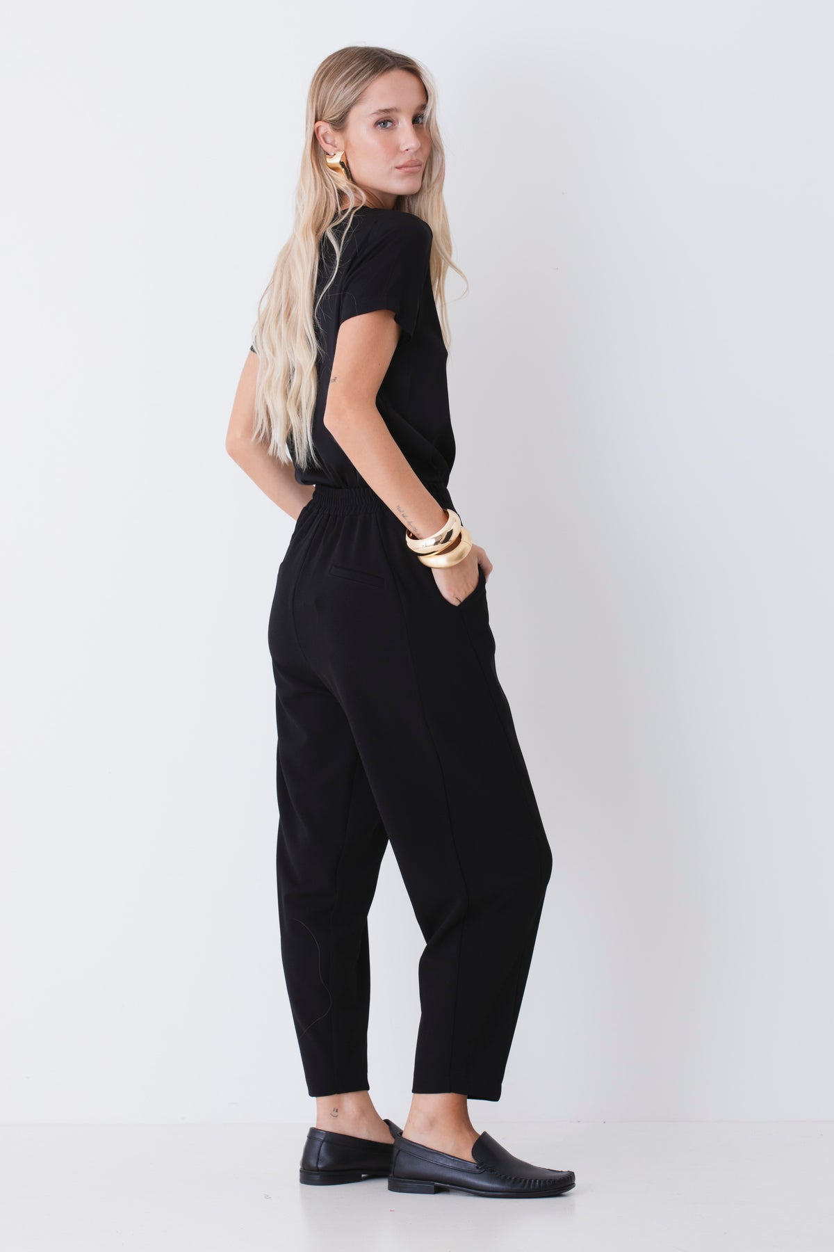 Pantalone barrel fit in scuba crepe - FW27
