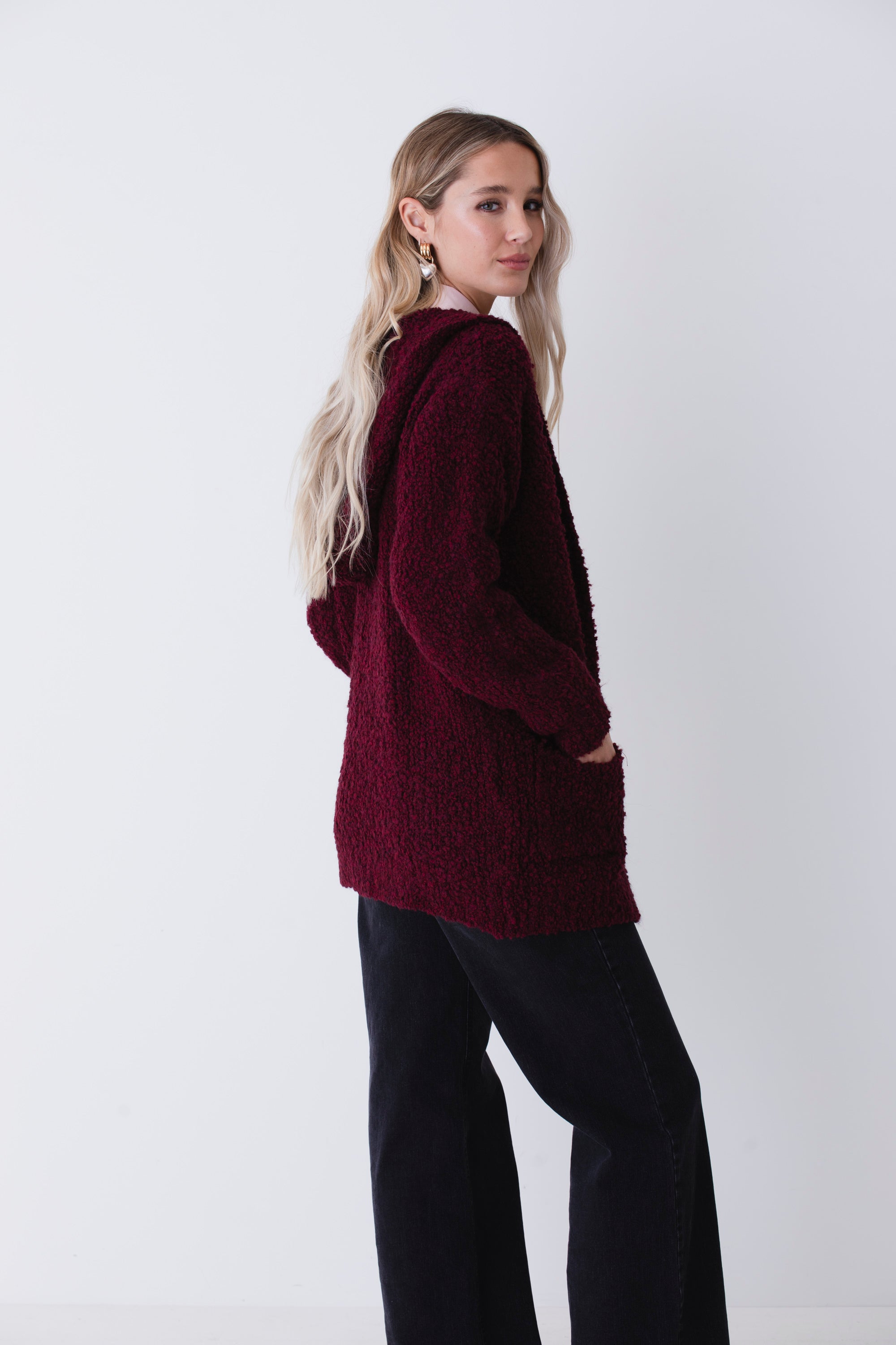 Cardigan corto in misto lana boucle - FW26