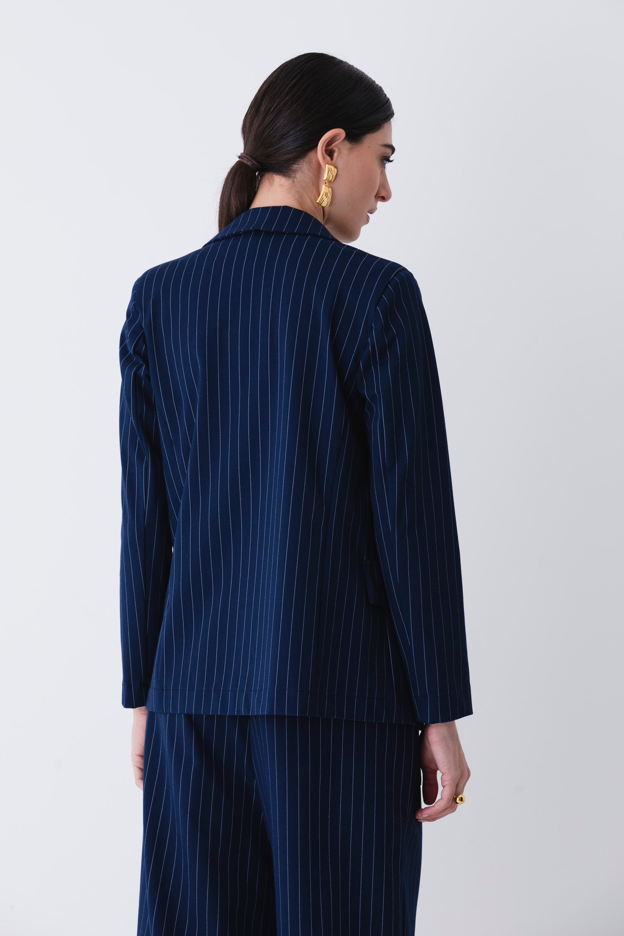 Blazer ad un petto in felpa gessata - PE25