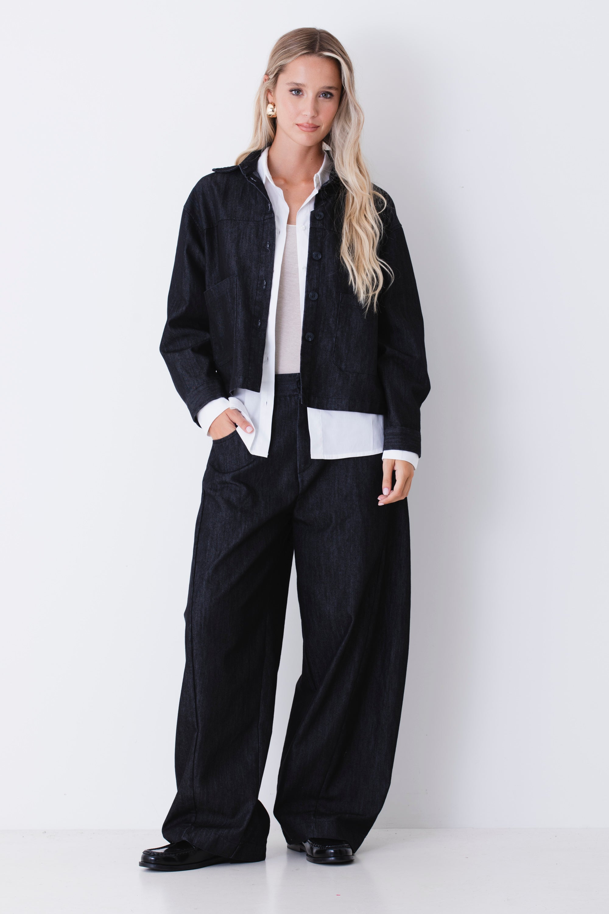Giacca con tasche in tessuto effetto jeans - FW27