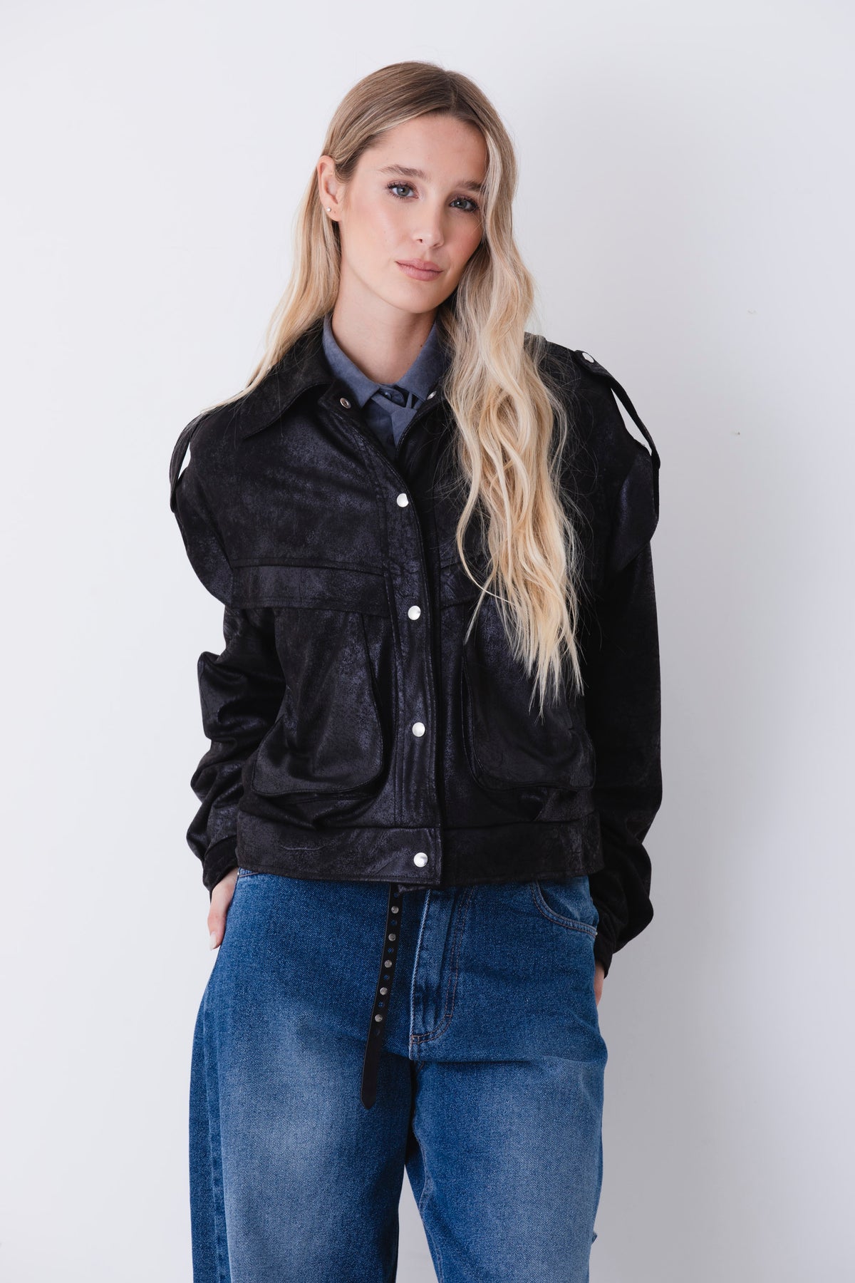 Bomber utility in tessuto effetto pelle - FW27